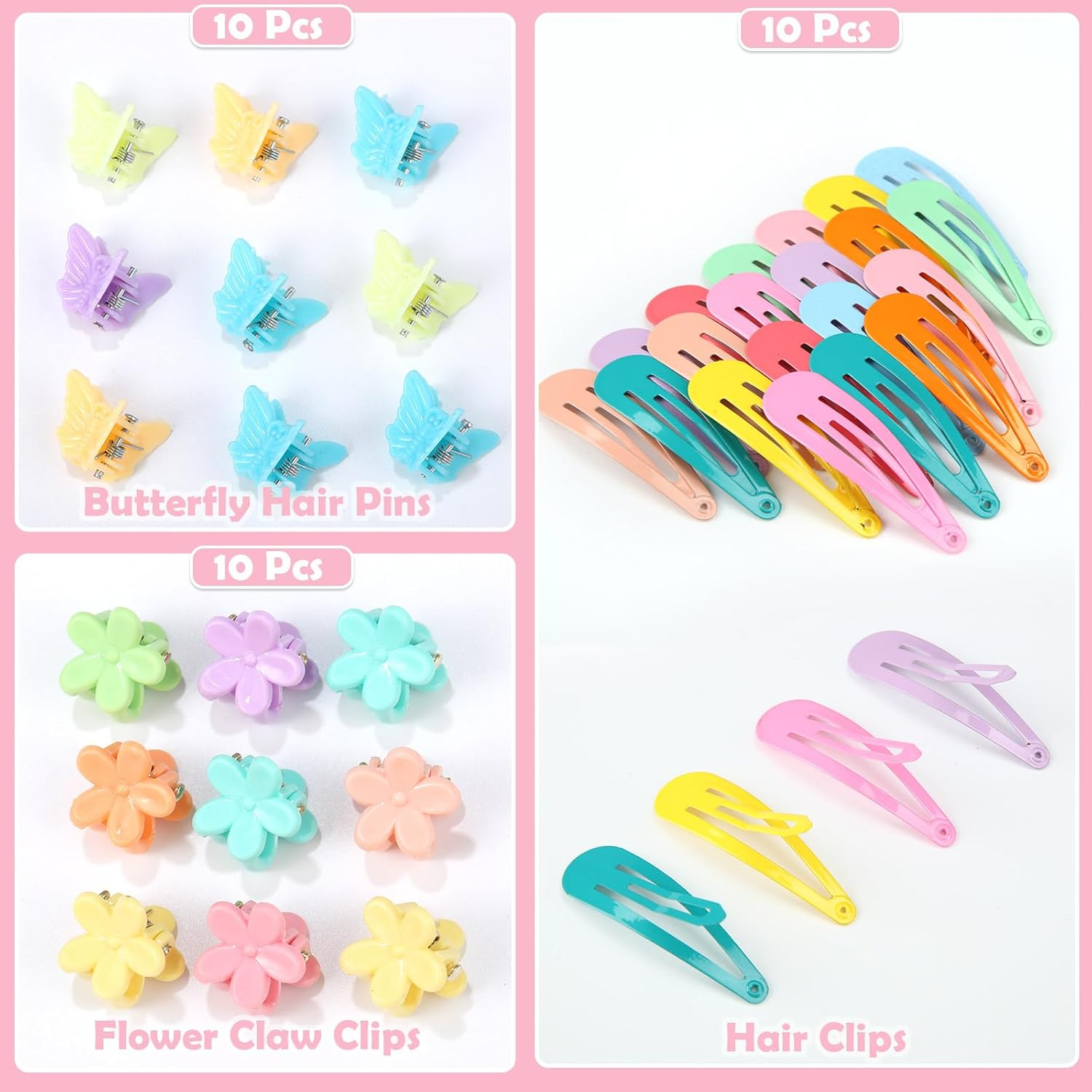 Hair Accessories Set - 1543 Pcs Elastic Bands in 20 Colors, Baby Ties, Tail Tools, Rat Tail Comb, Butterfly Clips with Organizer Box for Girls - Neutral Multicolor image number 5