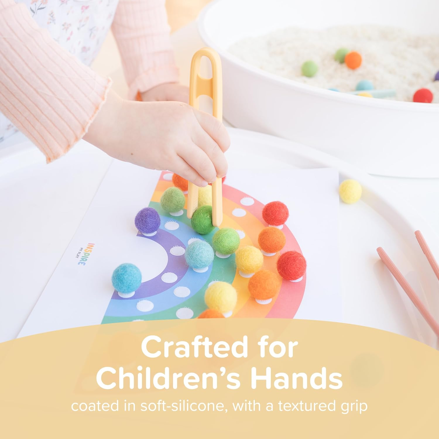 Inspire My Play 3 X Coral Kids Tweezers for Fine Motor Skills - Toy Tongs for Children - Pincer Grip Toys - Sensory Toys and Accessories for Messy Play image number 5