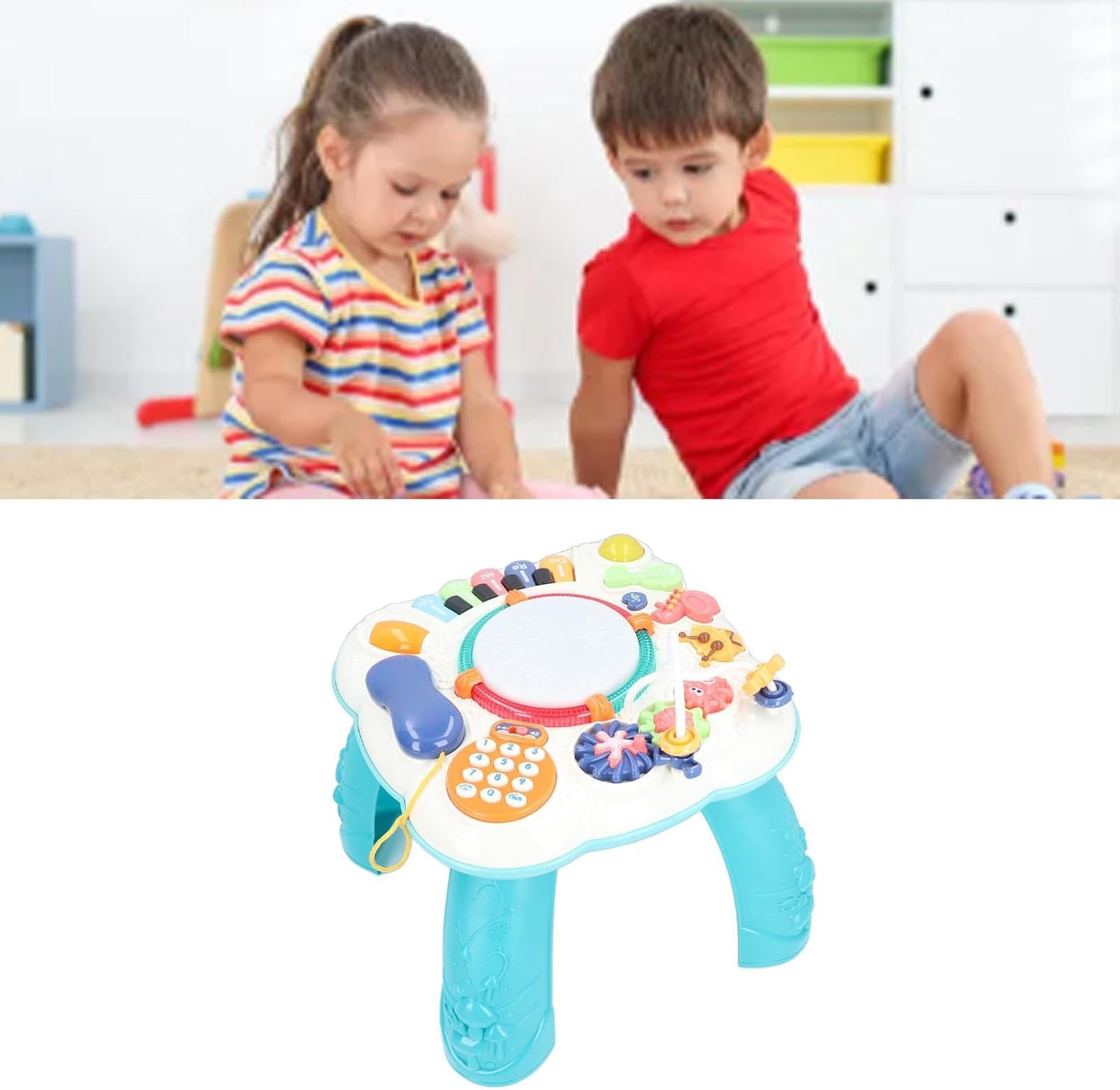 Baby Activity Table with Music, Multifunctional Easy to Fold Safe and Reliable Musical Activity Center Activity Table Toy, Educational Learning Toys for 6-12 Months, Birthday image number 6
