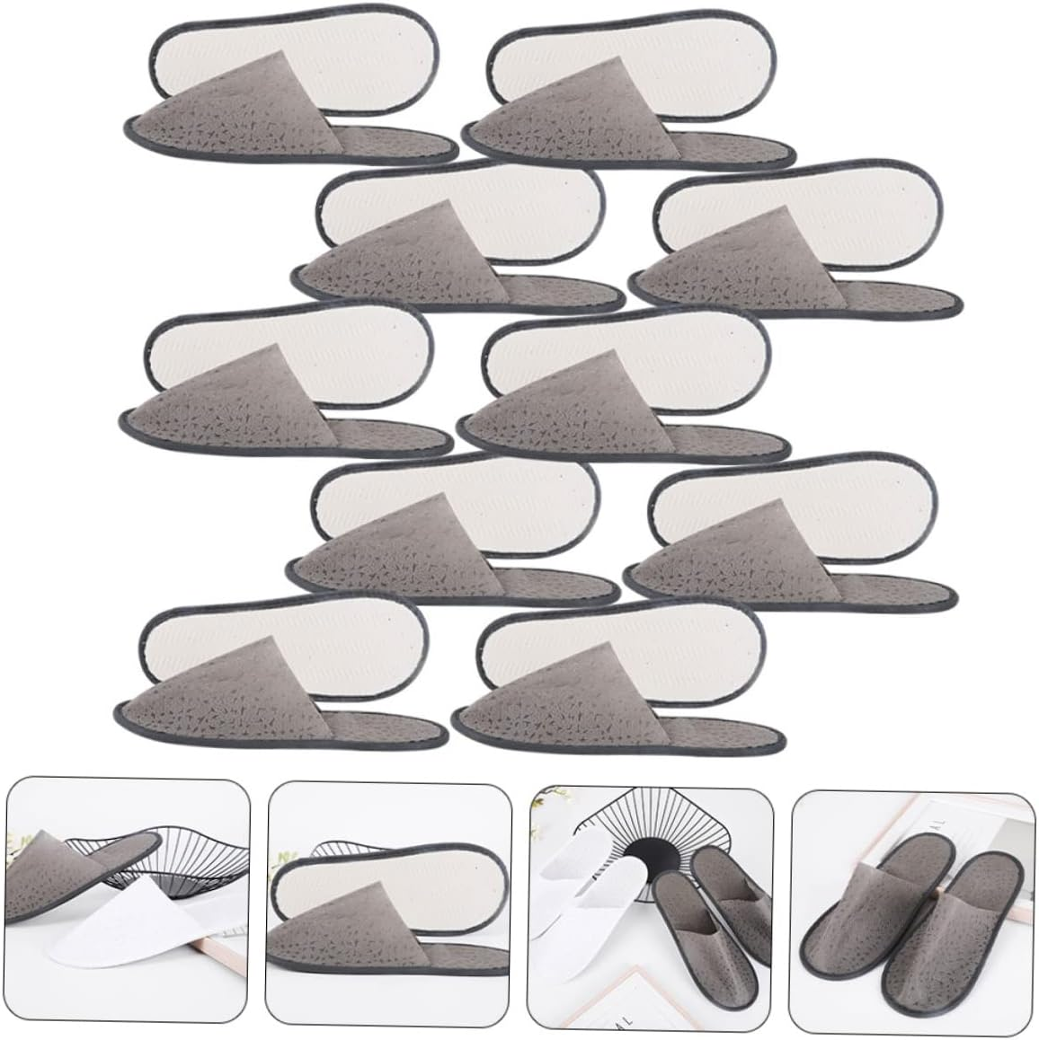 Healeved Slippers Outdoor Booties Travel Slipper Sandals Toiletries Non-Woven Fabric Dark Grey