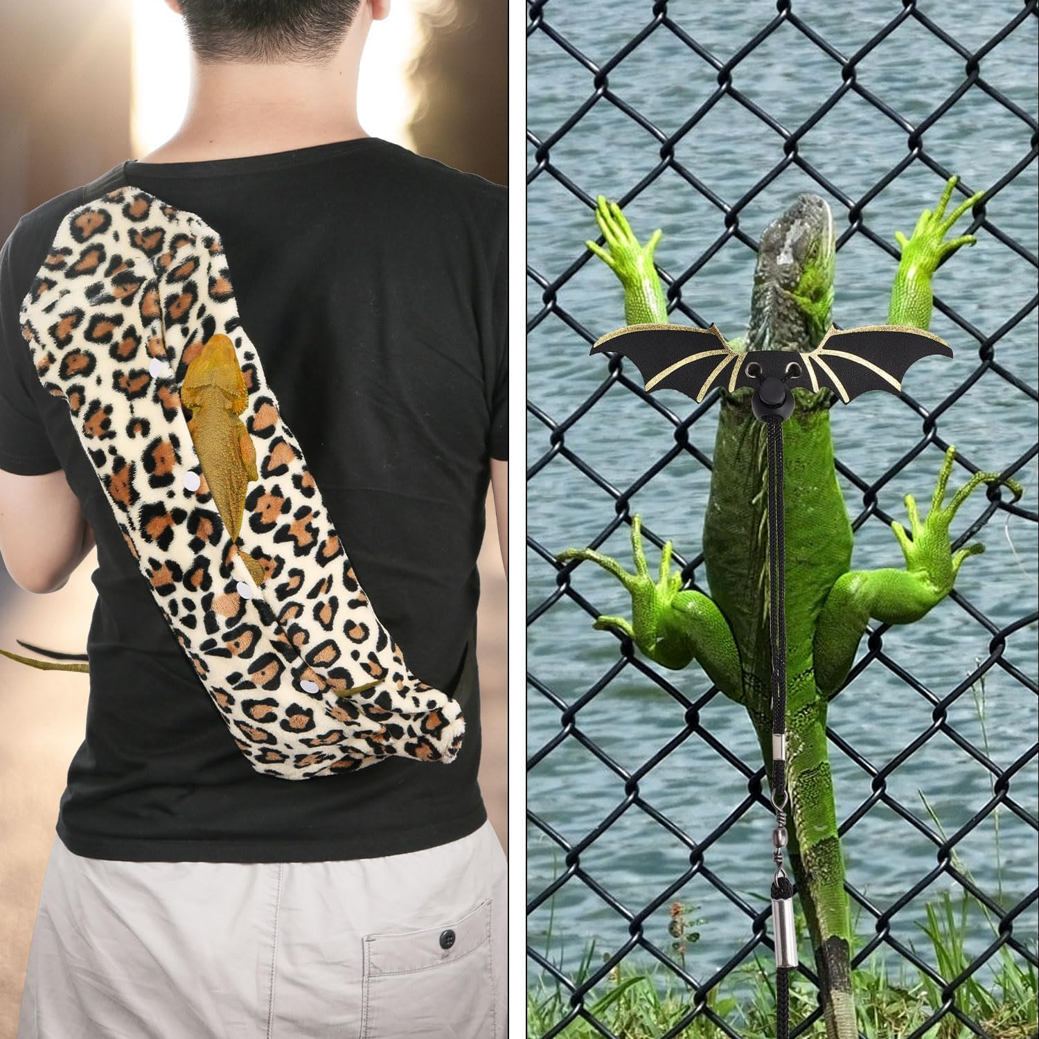 Bearded Dragon Backpack and Leash with Wings, Adjustable Lizard Leash Reptile Harness Pet Reptile Backpack with Wing Accessories for Outdoor Walking Travel Rest image number 6