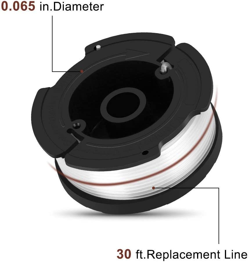 30Ft 0.065Inch String Trimmer Replacement Spool Set, Weed Eater Spool String for Black & Decker AF-100, Autofeed Cordless Trimmer Line with Cap Cover image number 1