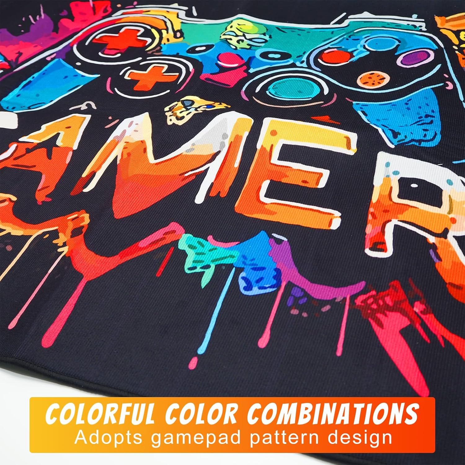 Gaming Area Rug for Boy Room, Extra Large Non-Slip Gamer Play Mat for Playroom, 3D Colorful Gamers Have Fun Activity Centerpiece Playmat Floor Carpet for Kids Gaming Room Decor (Gamer 5, 200X300Cm) - Gamer 5 image number 1