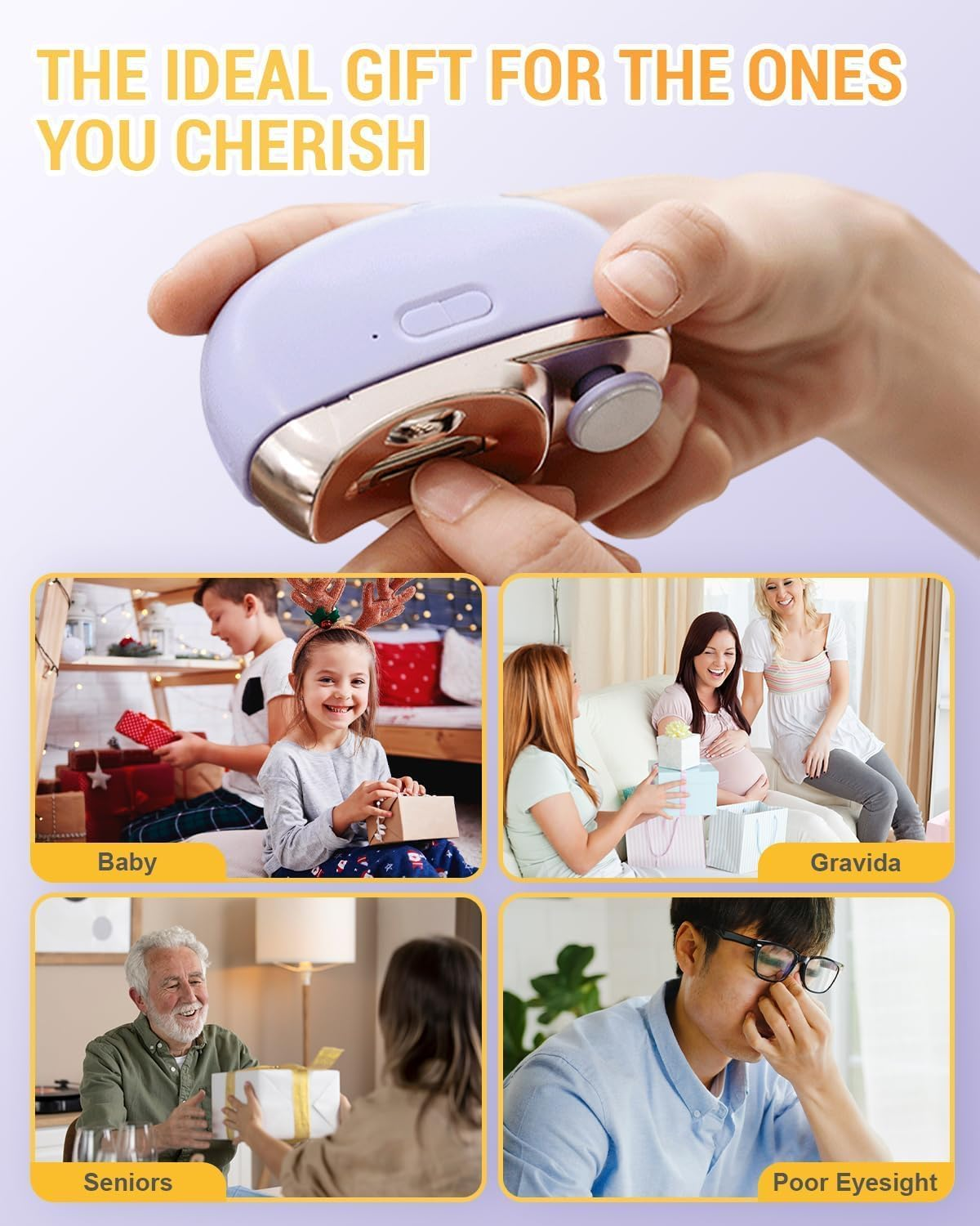 Electric Nail Clippers for Seniors Nail Clipper Trimmer,2025 Upgraded 3 in 1 Automatic Electric Nail Clipper with Polishing,Automatic Nail Clipper for Senior Adults Students Baby (White) image number 2