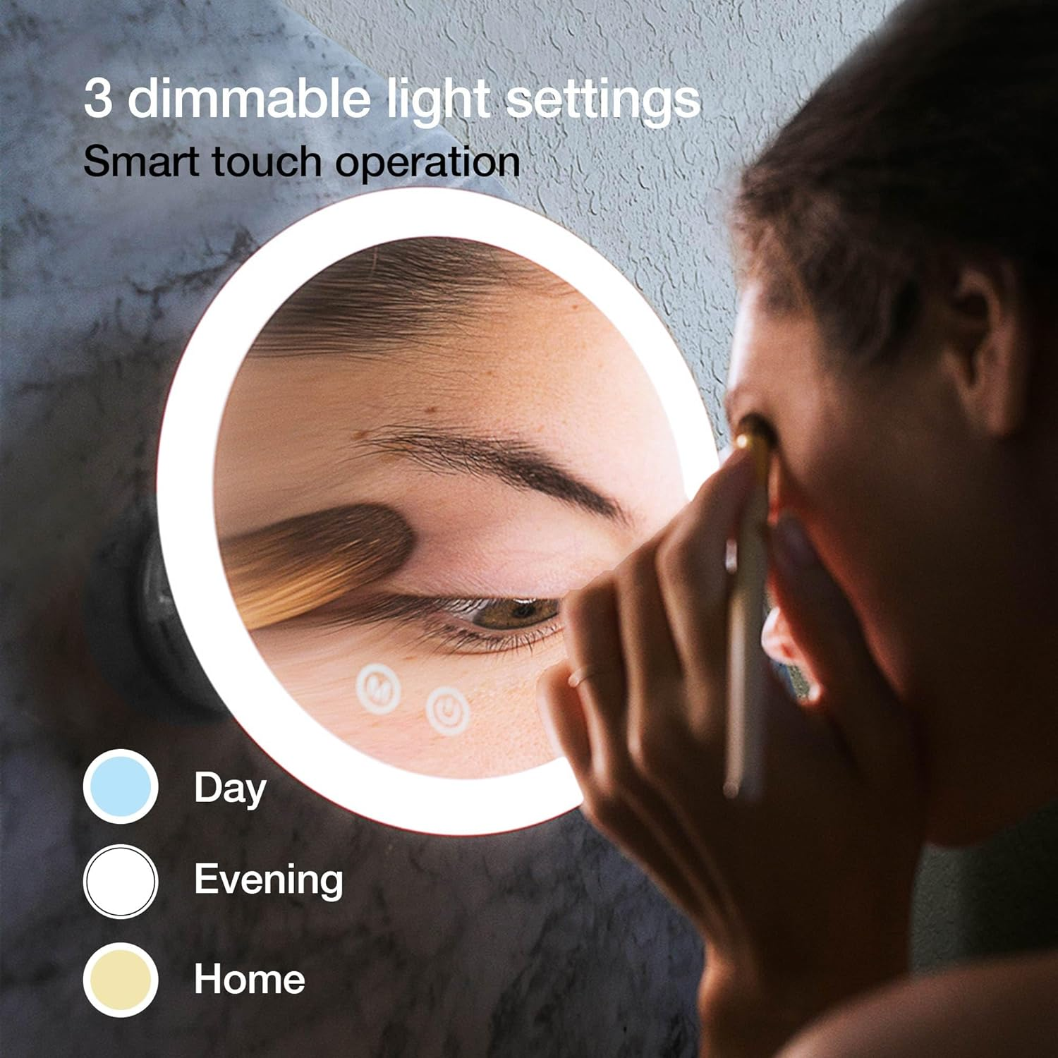 Fancii LED Lighted 10X Magnifying Makeup Mirror, Rechargeable - 3 Dimmable Tri-Color Light Settings, Suction Mount, 20 Cm Wide, Rose Gold Metallic - Lana (Chrome)