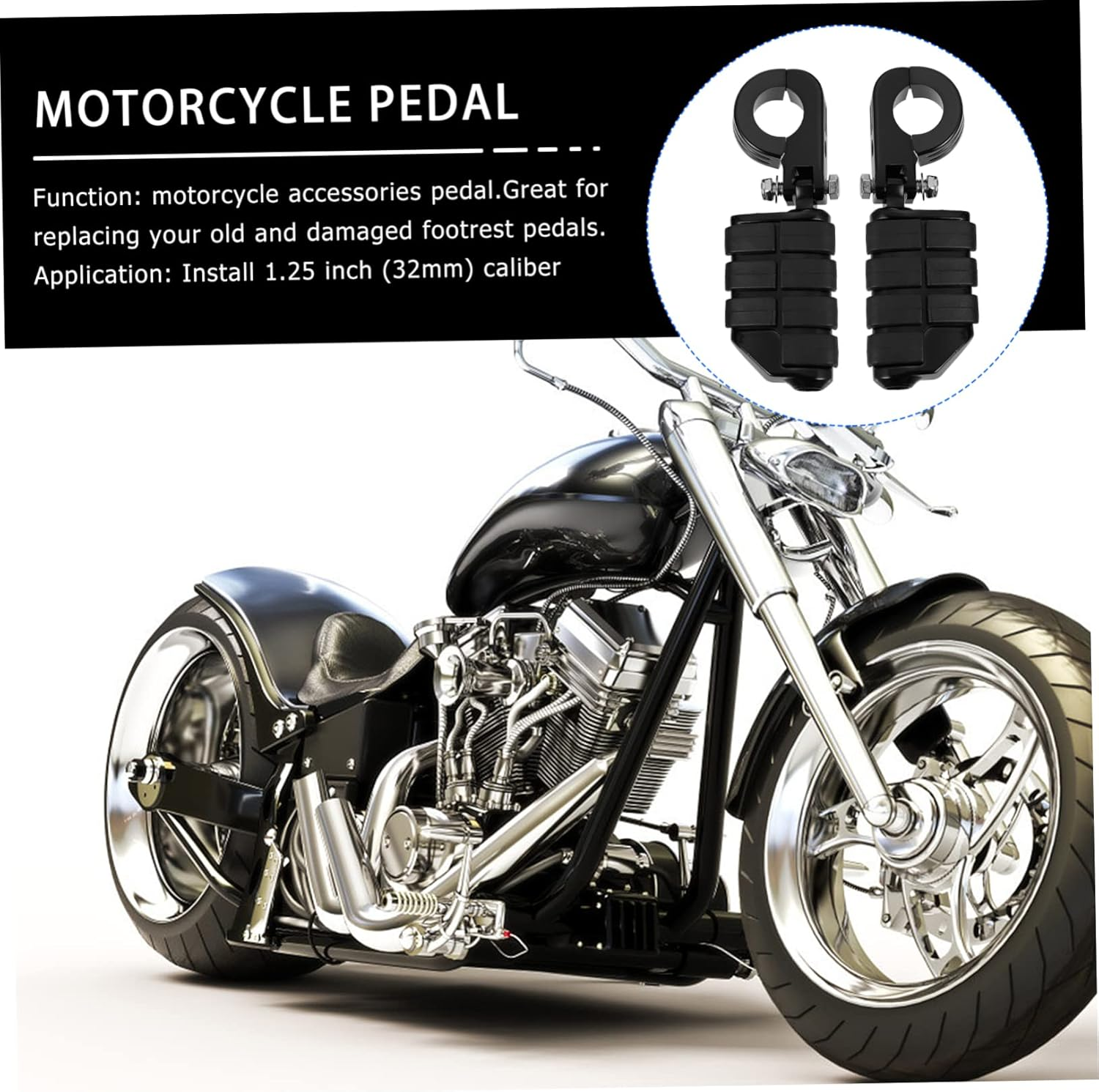 Ibasenice Guardrail Pedal Motorcycle Foot Pegs Footrest Practical Pedals Motorbike Foot Pegs for Riding Scenarios image number 1