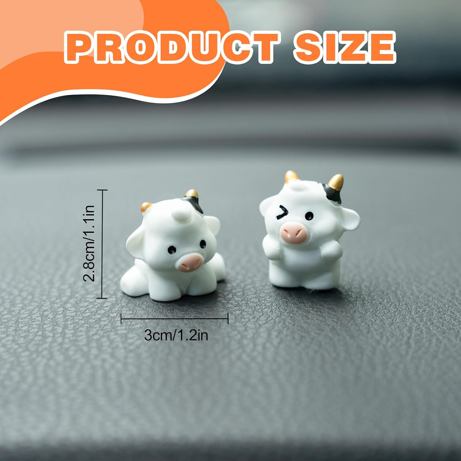 Cute Cow Car Dashboard Decor - 6PCS Cute Cow Dash Decorations for Home Office image number 4