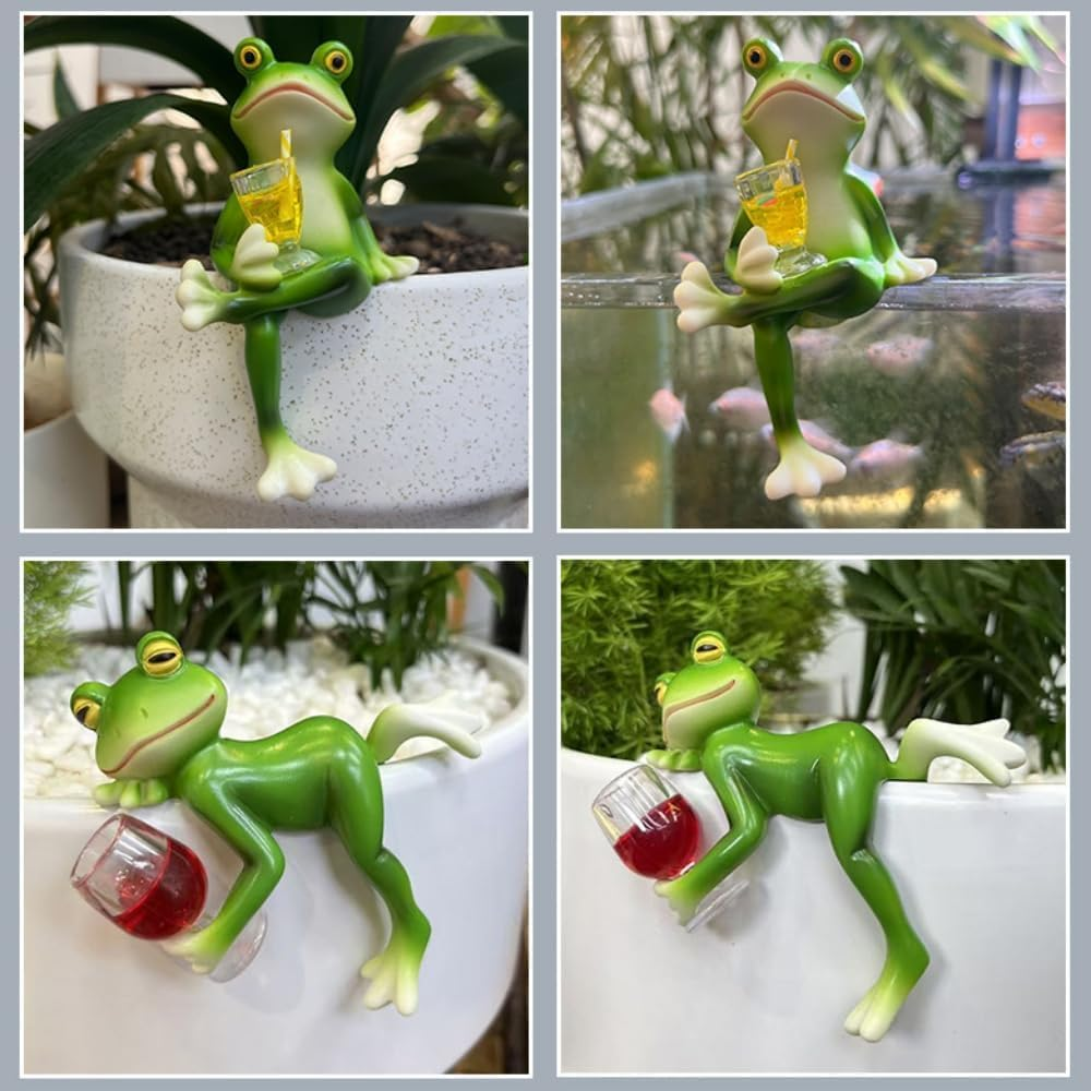 1 Pcs Resin Frog Garden Statue - Hand-Painted Cute Cartoon Frog Figurine for Outdoor Decor, Patio, Flower Pots & Lawn Ornaments ([C] Sit) image number 3