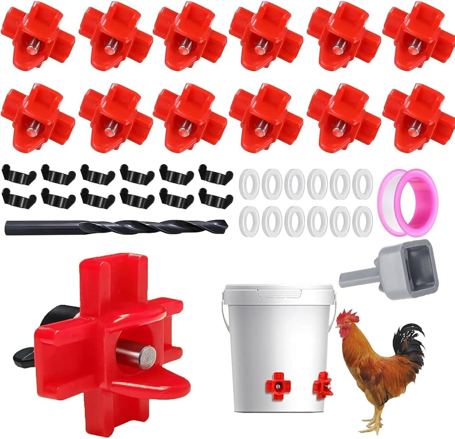 Yeanifeana Chicken Nipples Waterer - Leak-Proof Poultry Water Dispenser with Drill Bits, Durable Outdoor Auto Watering System for Ducks, Hens & Farm Coops image number 2