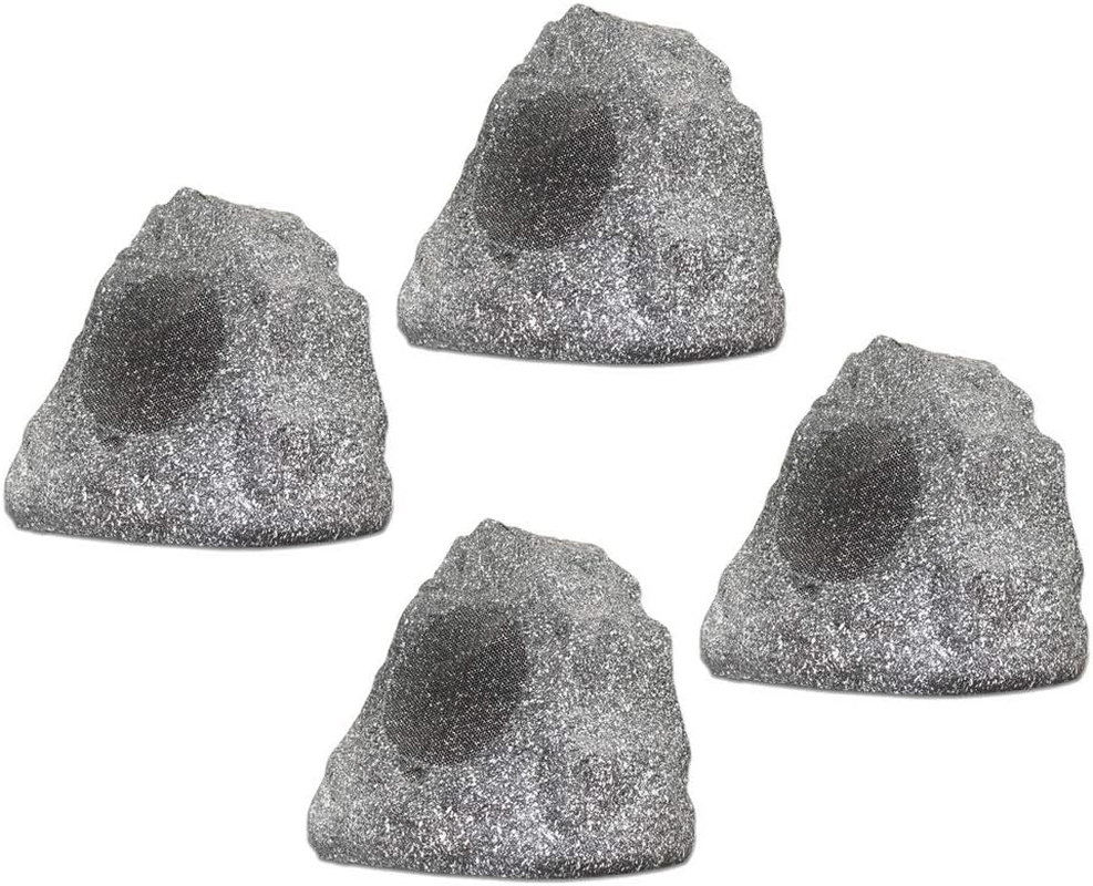 (Set of 4) of New Outdoor Garden Waterproof Granite Rock Patio Speakers 4R4G image number 5