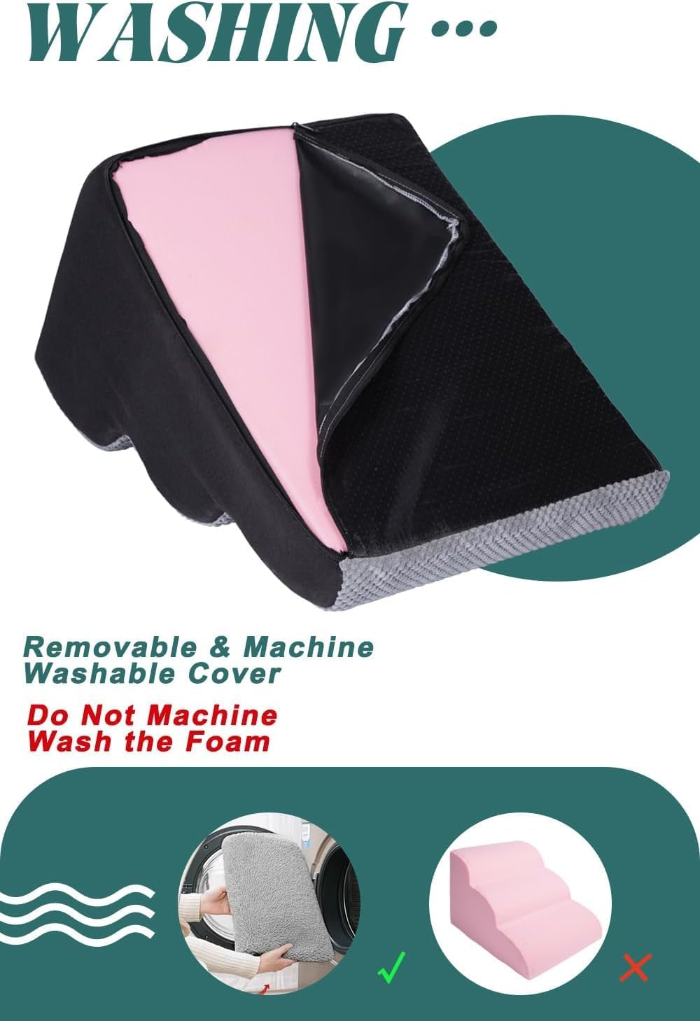 Funtaki Dog Stairs for Small Dogs, Curved Dog Step for Puppy, Older Cats, Non-Slip Pet Ramp for Sofa, Couch or Bed, Ladder with High Density Foam & Washable Cover, 3 Steps image number 1