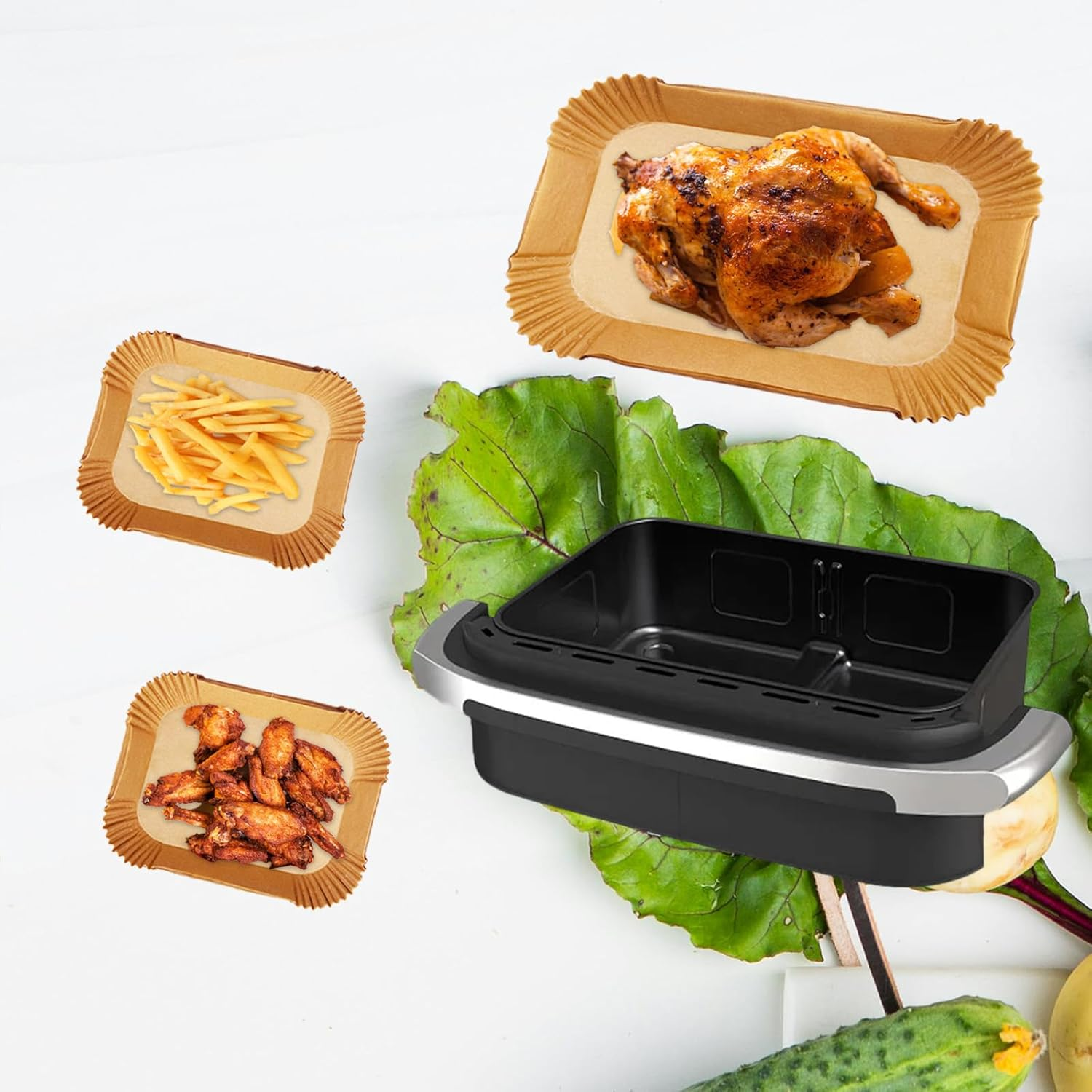 Marakruki 180Pcs Air Fryer Liners for Ninja AF500 XXXL Air Fryer, 10.4L Ninja Flexdrawer Paper Liners,120 Pcs Liners for Dual 5.2L Baskets +60 Pcs Liner for 10.4L Megazone Basket image number 6