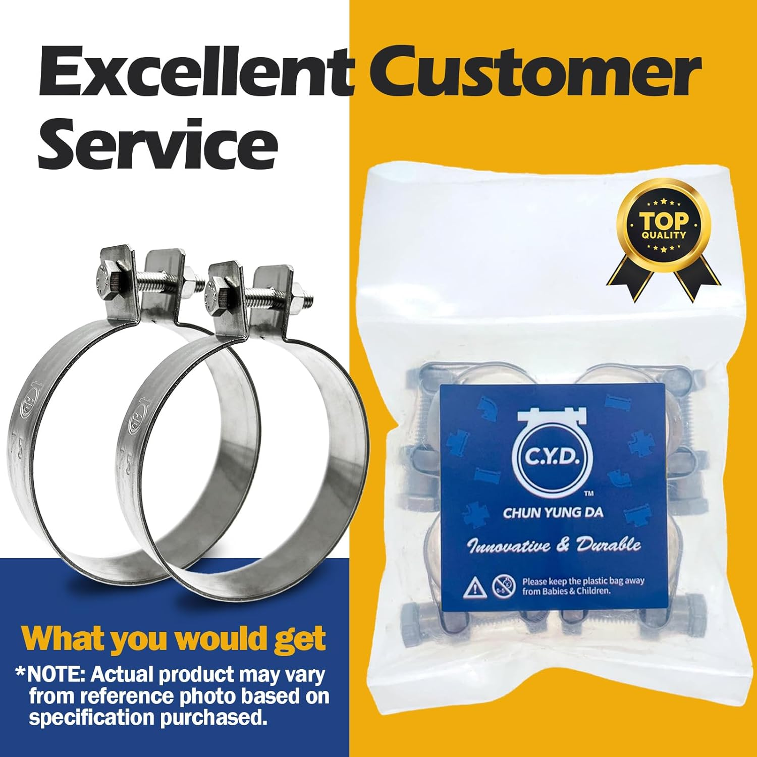 CHUN YUNG DA Universal Exhaust Band Clamp, 304 Stainless Steel Muffler Bracket for Motorcycle Exhaust Clamp75 Mm (3.0 Inch, 2 Pack) image number 6