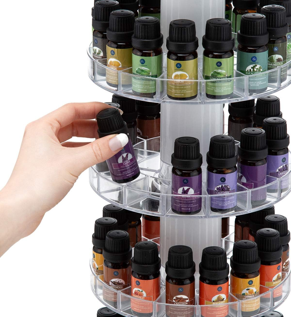 J JACKCUBE DESIGN Acrylic Rotating Essential Oil Display Stand Spinning Rack for 75 Bottle Organizer 5 Tier Storage for Paint Bottles Spice Make up Nail Polish Holder -MK505A (5 Tier) - 5 Tier image number 2