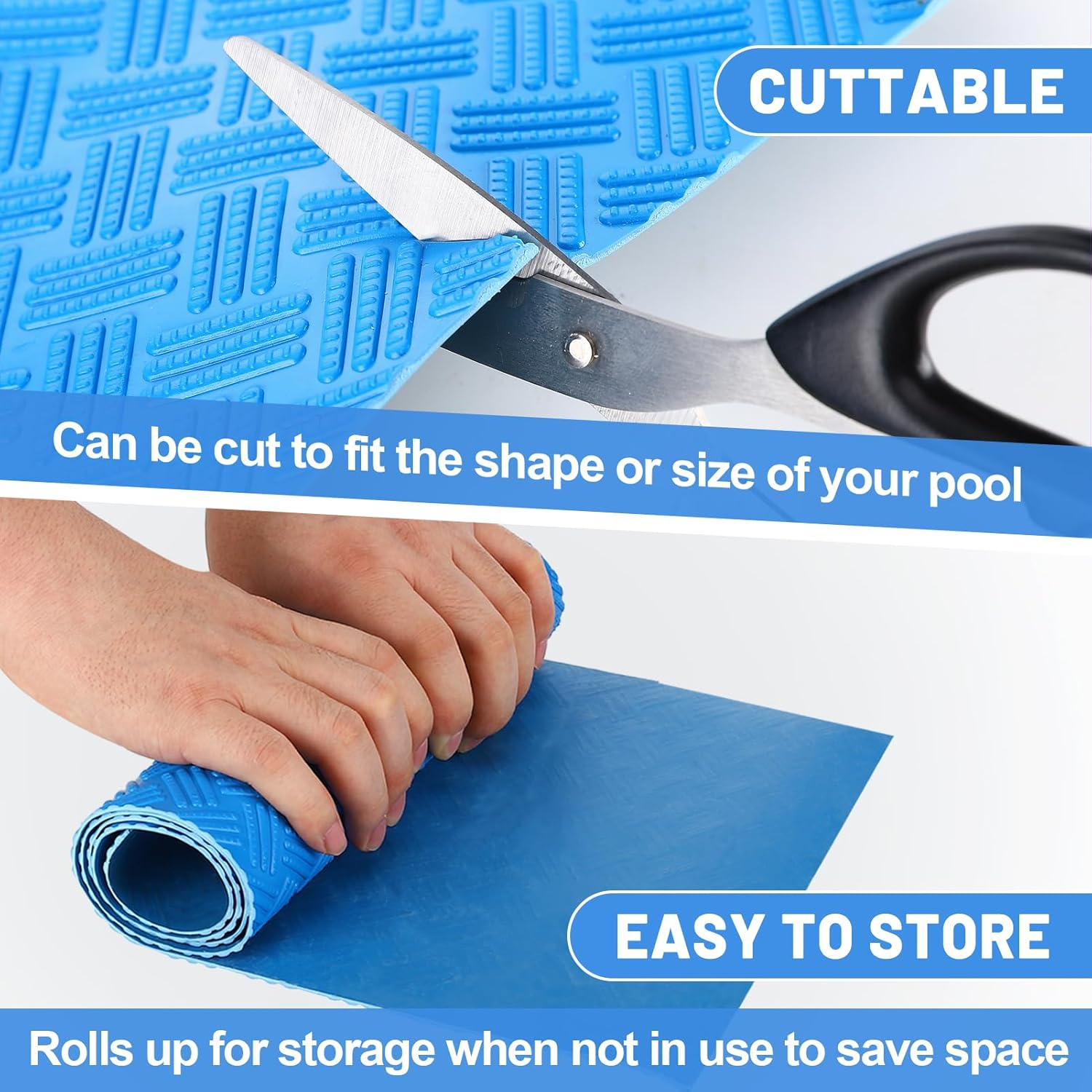 Swimming Pool Ladder Step Mat - 36 * 36In Large Non-Slip Texture Pad for In-Ground or above Ground Pools, Vinyl Stairs Stability Cushion Protector image number 1