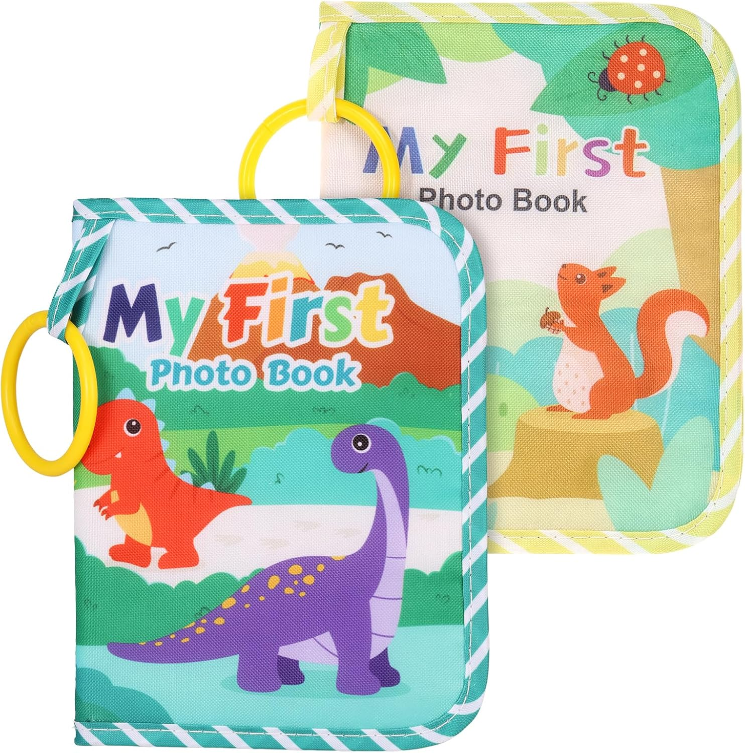 2 Pcs Baby Photo Album - Soft Cloth My First Photo Book with Removable Hook | Holds up to 17 Pcs 6.3X4.5Inch Pictures, Ideal for Newborn Toddler Boy Girl & Baby Shower