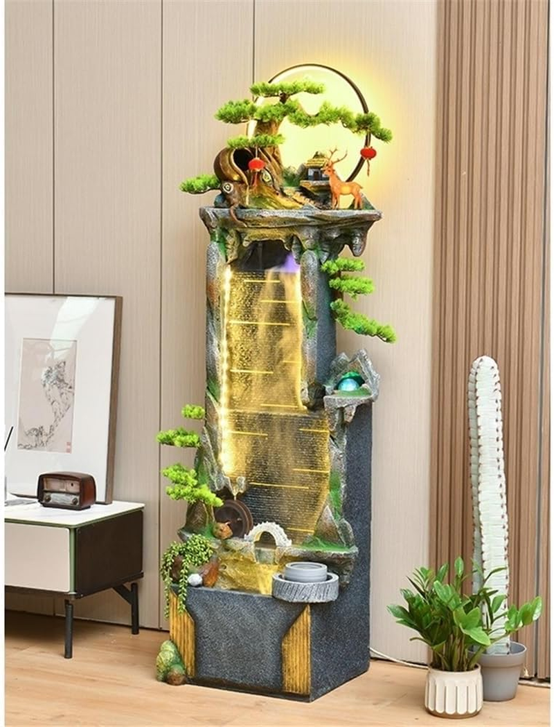 Outdoor Fountain Indoor Water Fountain Waterfall with Lighting, 147Cm Tall Tiered Fountains for Garden, Patio, Backyard Decor image number 2