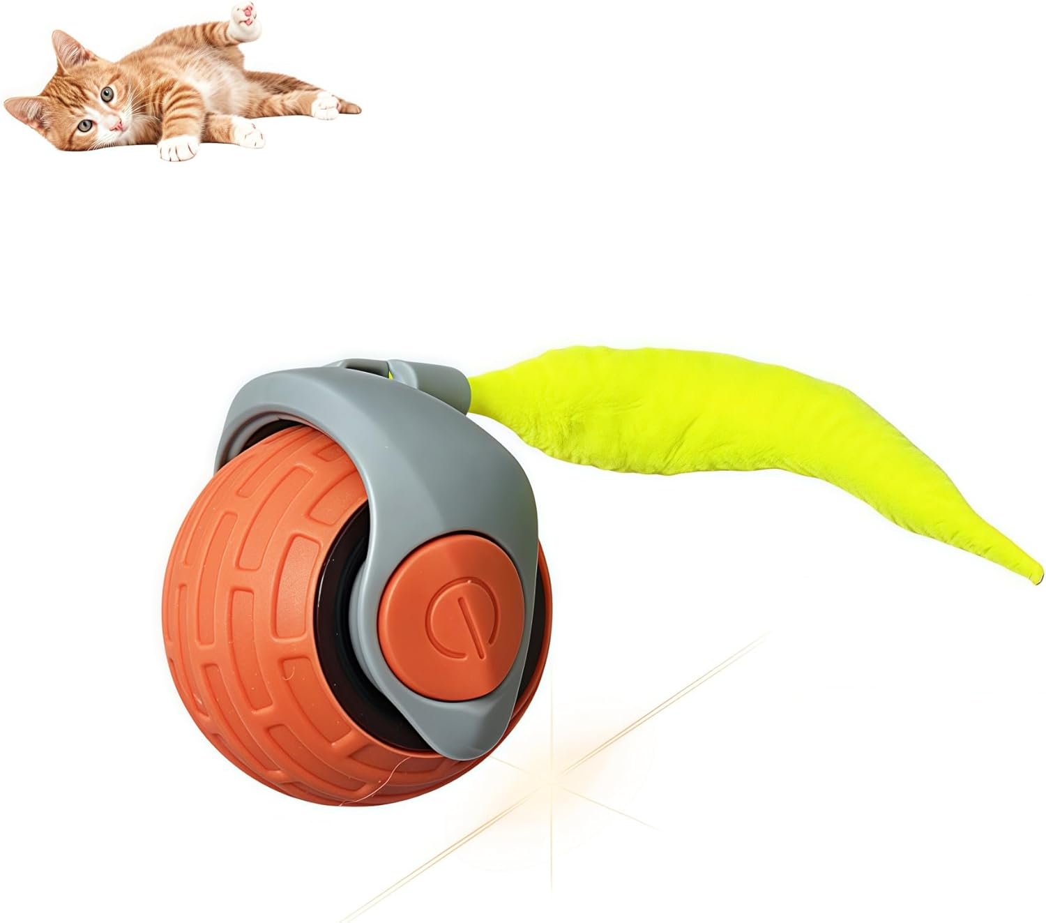 Interactive Cat Ball Toy, Electric Cat Ball Toy, 2025 Upgrade Interactive Cat Toy Ball, Automatic Moving Cat Toy Suitable for Active and Playful Cats (Tangerine)