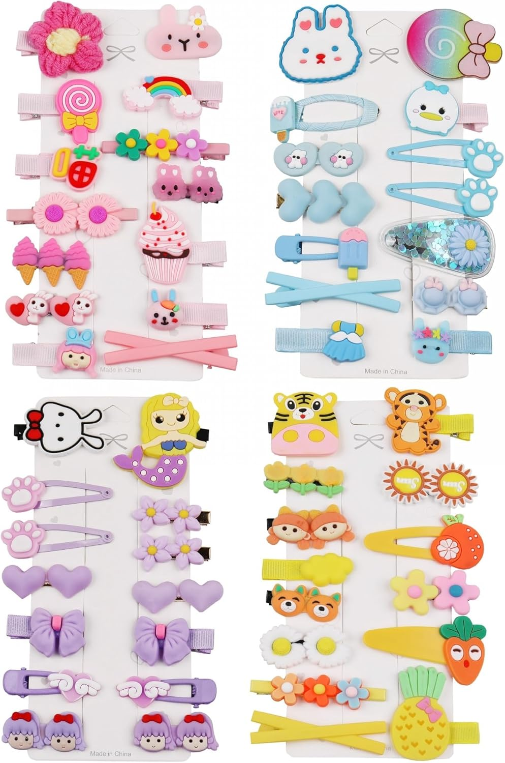 56PCS Toddler Hair Accessories Set: Colorful Rainbow Barrettes, Pins, Candy Fruits, Butterflies for Kids' Stylish Hairstyles