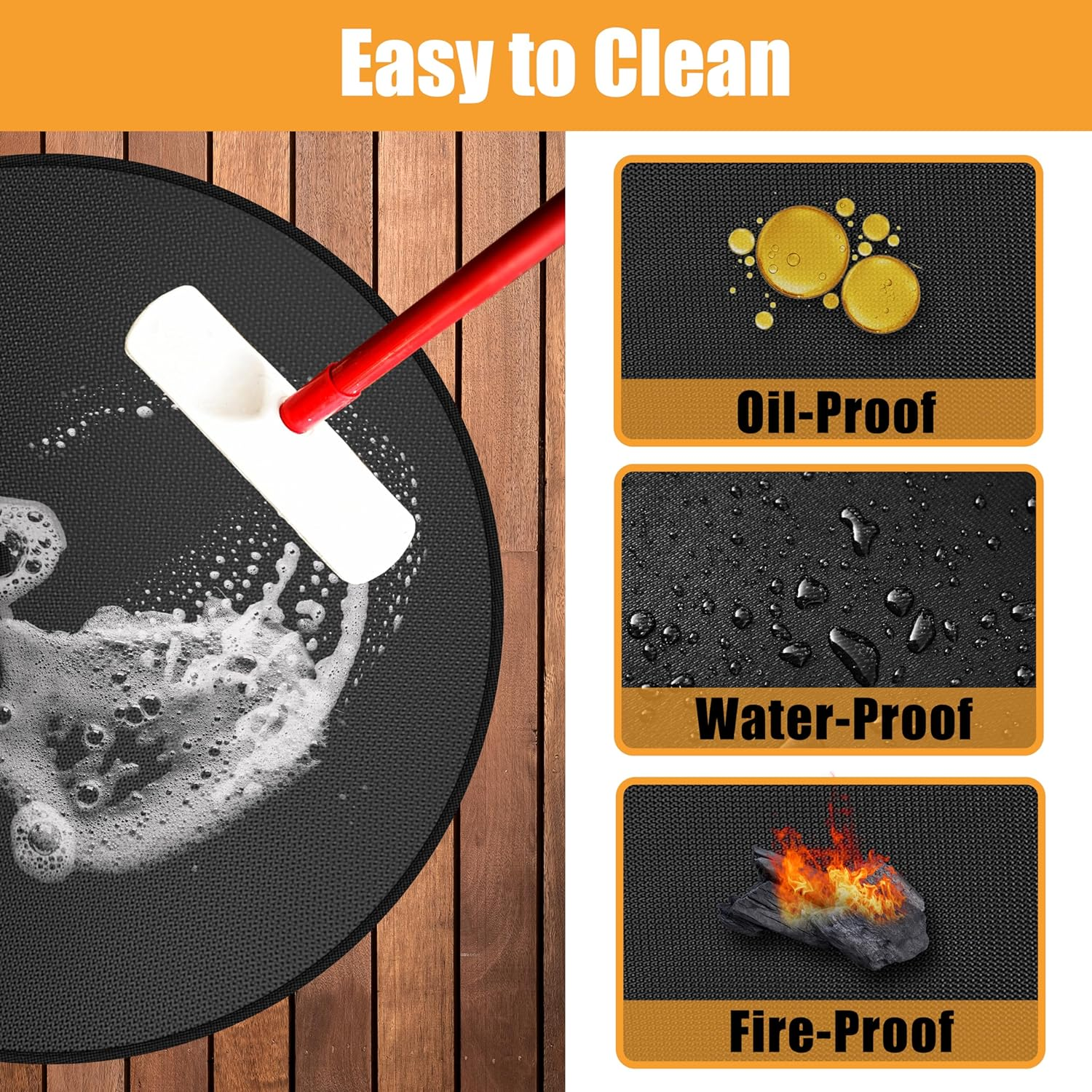 Round Fire Pit Mats for under Fire Pit Compatible with Solo Stove Ranger Accessories Compatible with Solo Stove, 3-Layer Easy to Clean under Grill Mats for Outdoor Grill to Protect the Deck, 39In image number 2