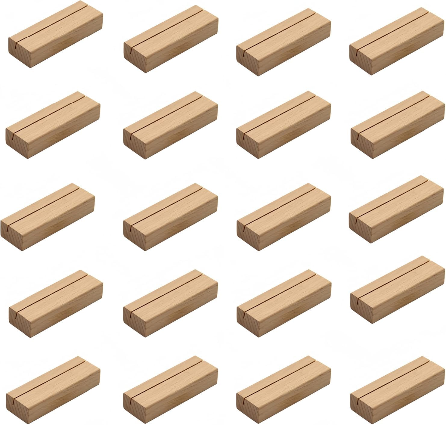 20 Pcs Table Number Holders Stands,Wooden Place Card Holders, Wood Sign Holders for Wedding Table Numbers, Menu Holder Place Card Holders for Display Name Card Photo Memo, (8*2.5*1.5 CM)