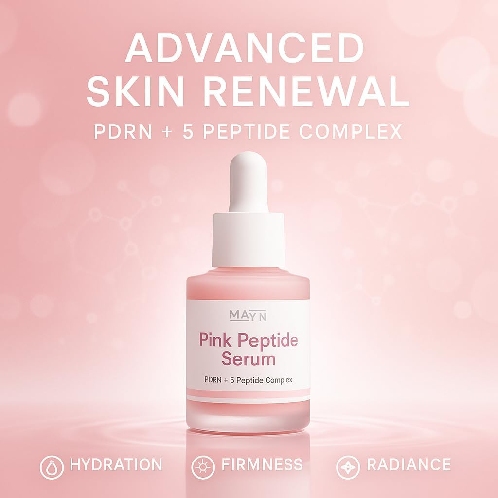 MAYN Pink Peptide Serum &ndash; PDRN (Sodium DNA) 1% + 5 Peptide Complex &ndash; Hydrating, Firming & Brightening Face Serum &ndash; 30Ml image number 6