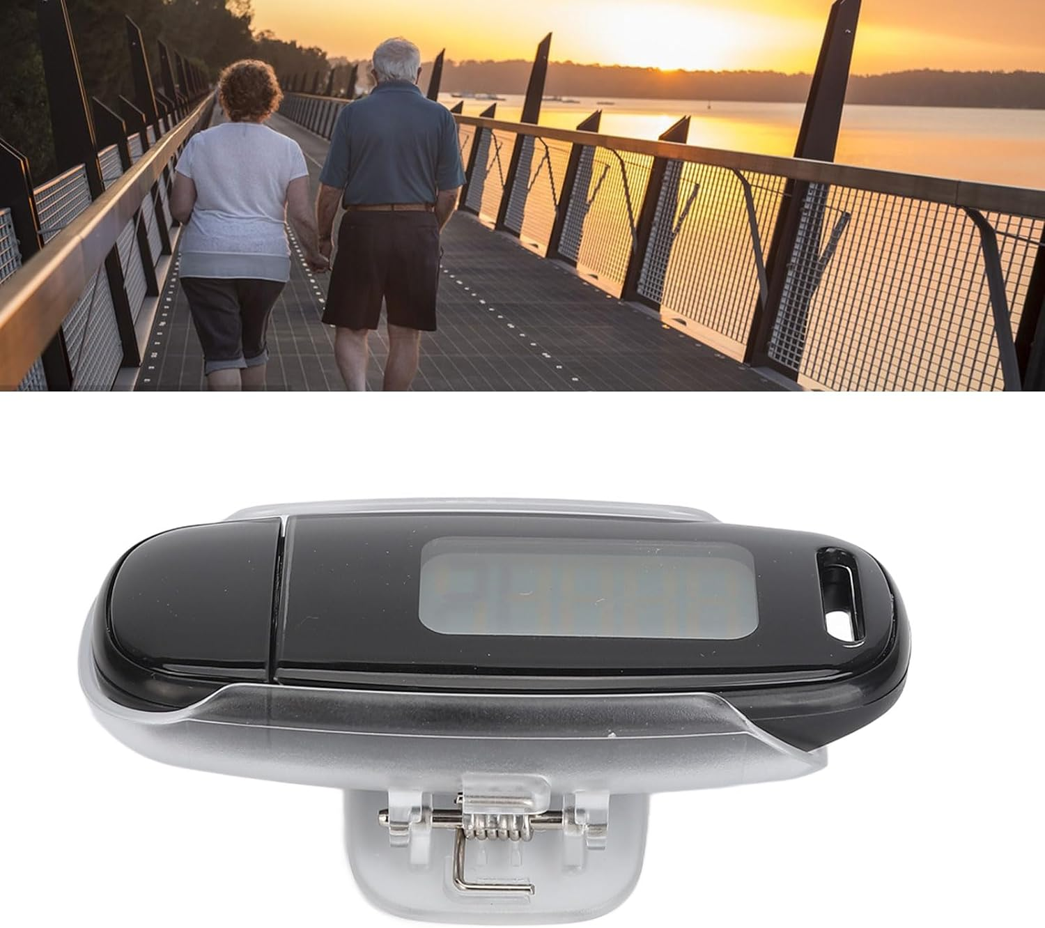 Penrux 3D Pedometer - Step Counter with Large LCD Screen, USB Rechargeable, Simple Walking Pedometer with Removable Clip and Strap for Women, Men, Kids image number 4