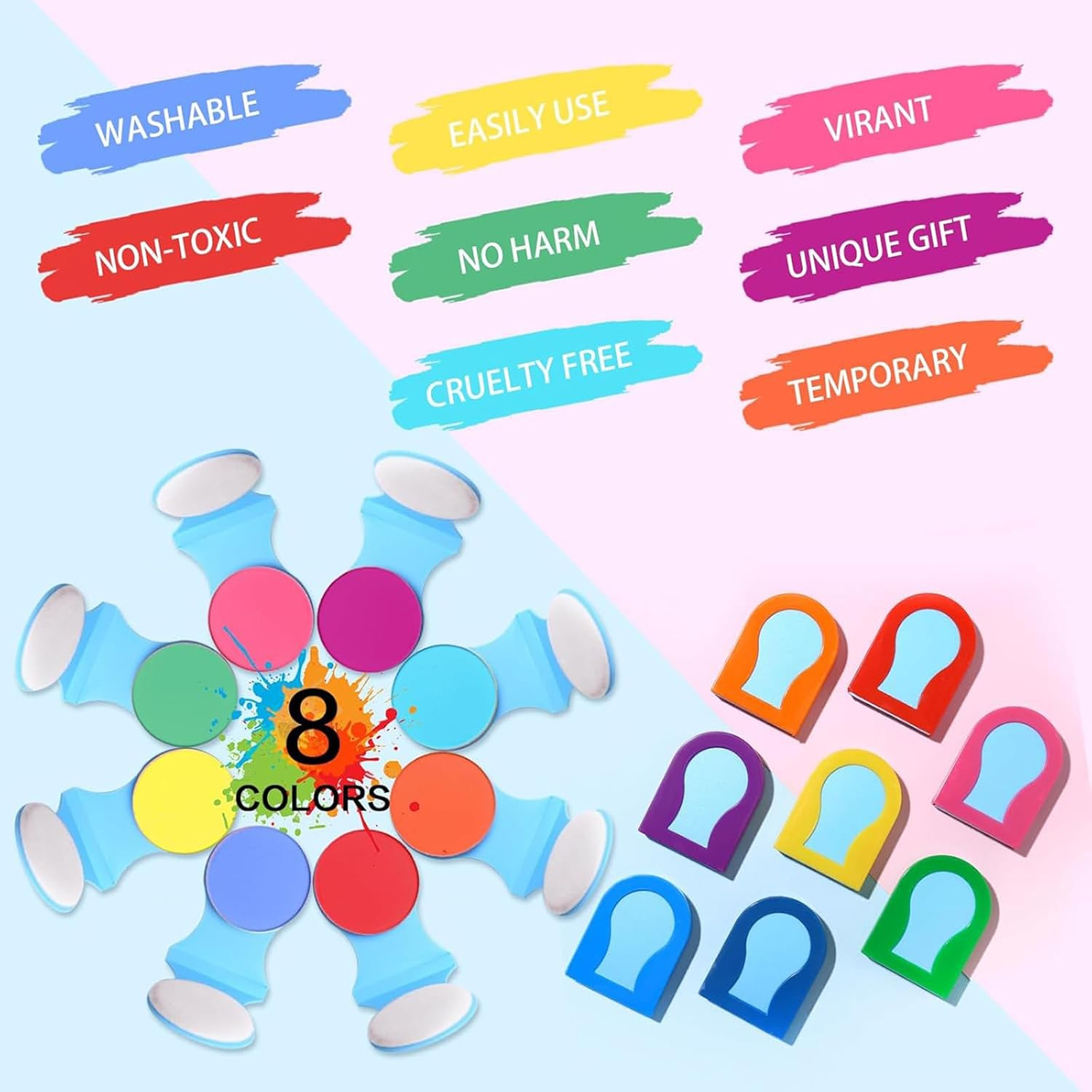 Yeanifeana 8 Colors Hair Chalk Set, Temporary Washable Hair Color Makeup, Non-Staining & Easy to Wash off Hair Dye for Halloween, Christmas, Cosplay & Theme Parties image number 2