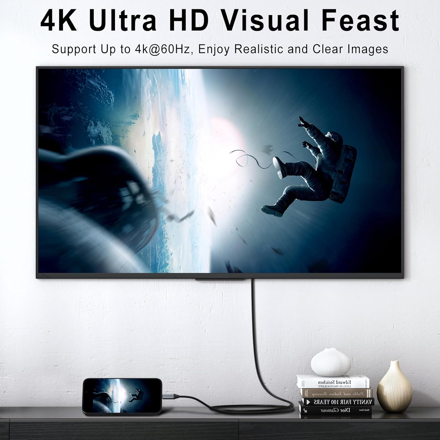 Unidirection USB C to HDMI Cable 2M 4K 60Hz, Type C to HDMI Cable Cord to HDMI for Home Office Compatible with Iphone 16/15 Pro Max Plus, Macbook Pro 16" 2019/18, Ipad Pro 2020, Galaxy S24