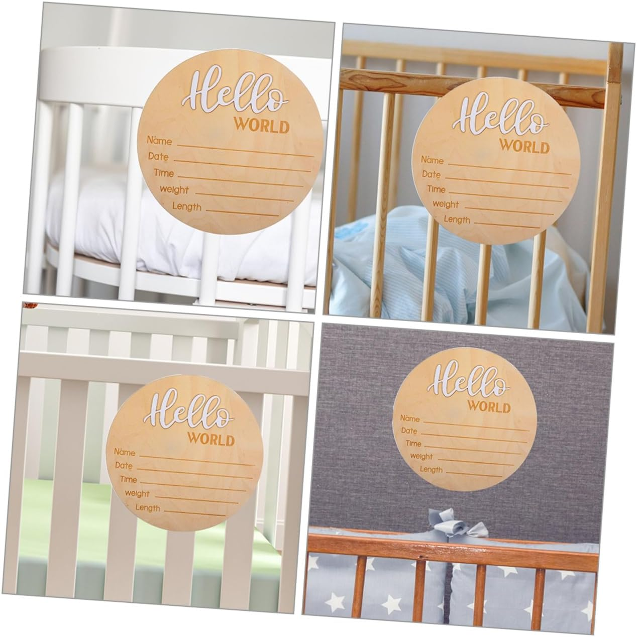 Wooden Baby Announcement Sign Newborn Name Sign for Hospital Newborn Photo Prop 2Pcs image number 5