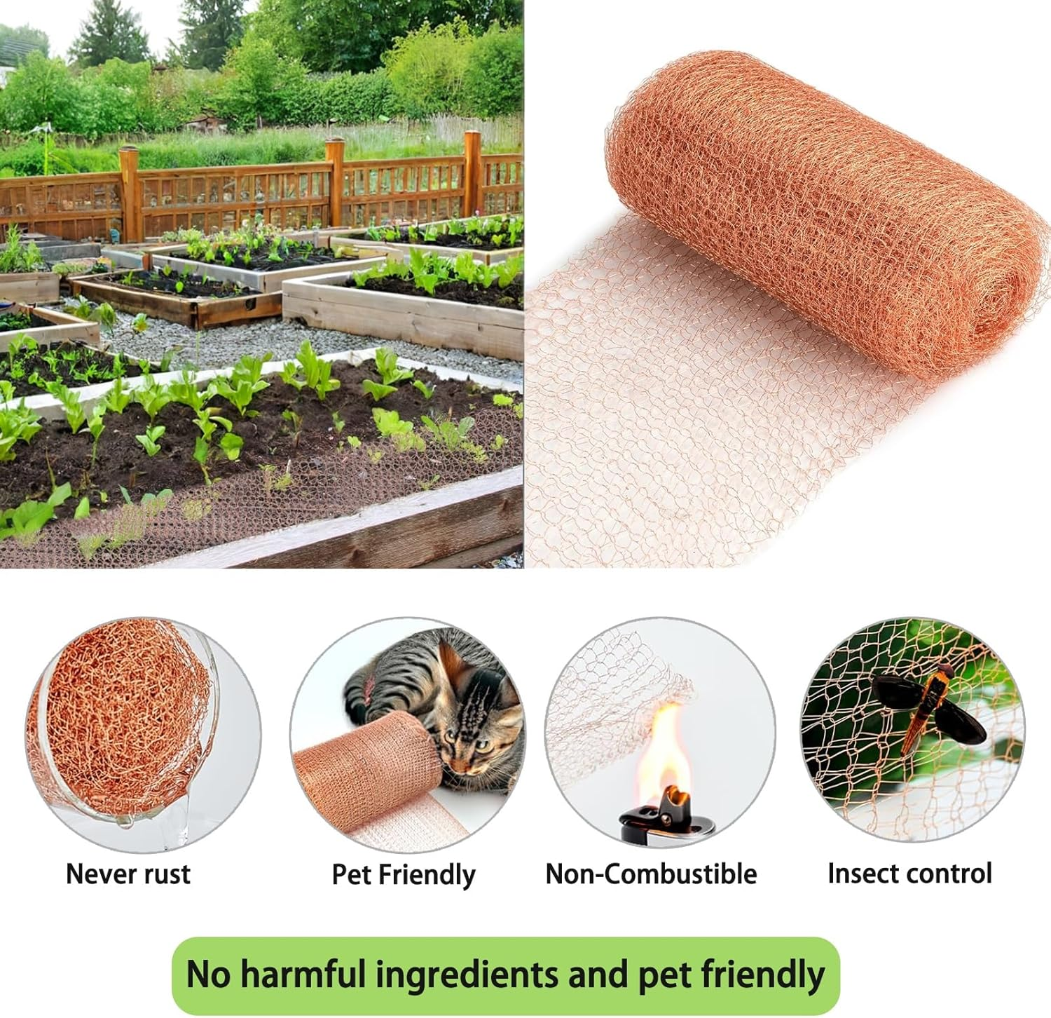 9.8Ft Pure Copper Slug Repellent Tape - Rat Control & Snail Deterrent for Gardens, Pet-Friendly Barrier Mesh, Indoor Use for Plant Protection image number 4