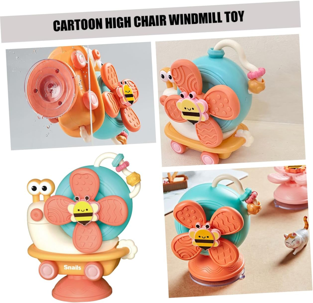 Vaguelly Windmill Plaything High Chair Toy with Suction Cup High Chair Suction Toy Suction Windmill Toy Windmill Toy for Highchair Plastic Sports to Rotate Christmas Socks