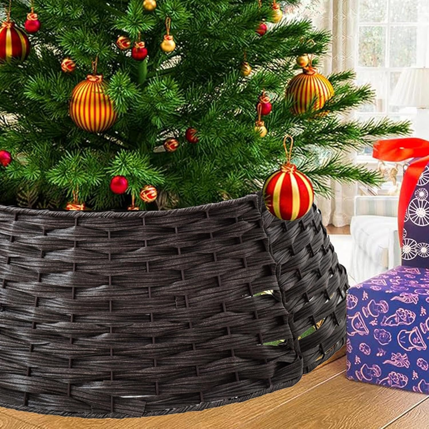 Christmas Tree Collar, Rattan Tree Collar, Holiday Home Decor, Christmas Decor, Tree Ring Basket, Festive Decorations, Seasonal Decor, Elegant Design, Materials, Easy to Assemble image number 4