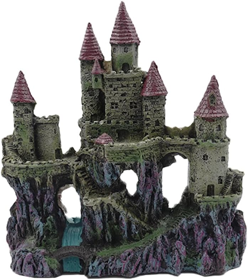 NUZAMAS Castle Aquarium Decoration Aquarium Rock Fish Tank Driftwood Castle Cave Hideouts House for Fish Tank Ornaments Home Fish Tank Decor Supplies image number 1
