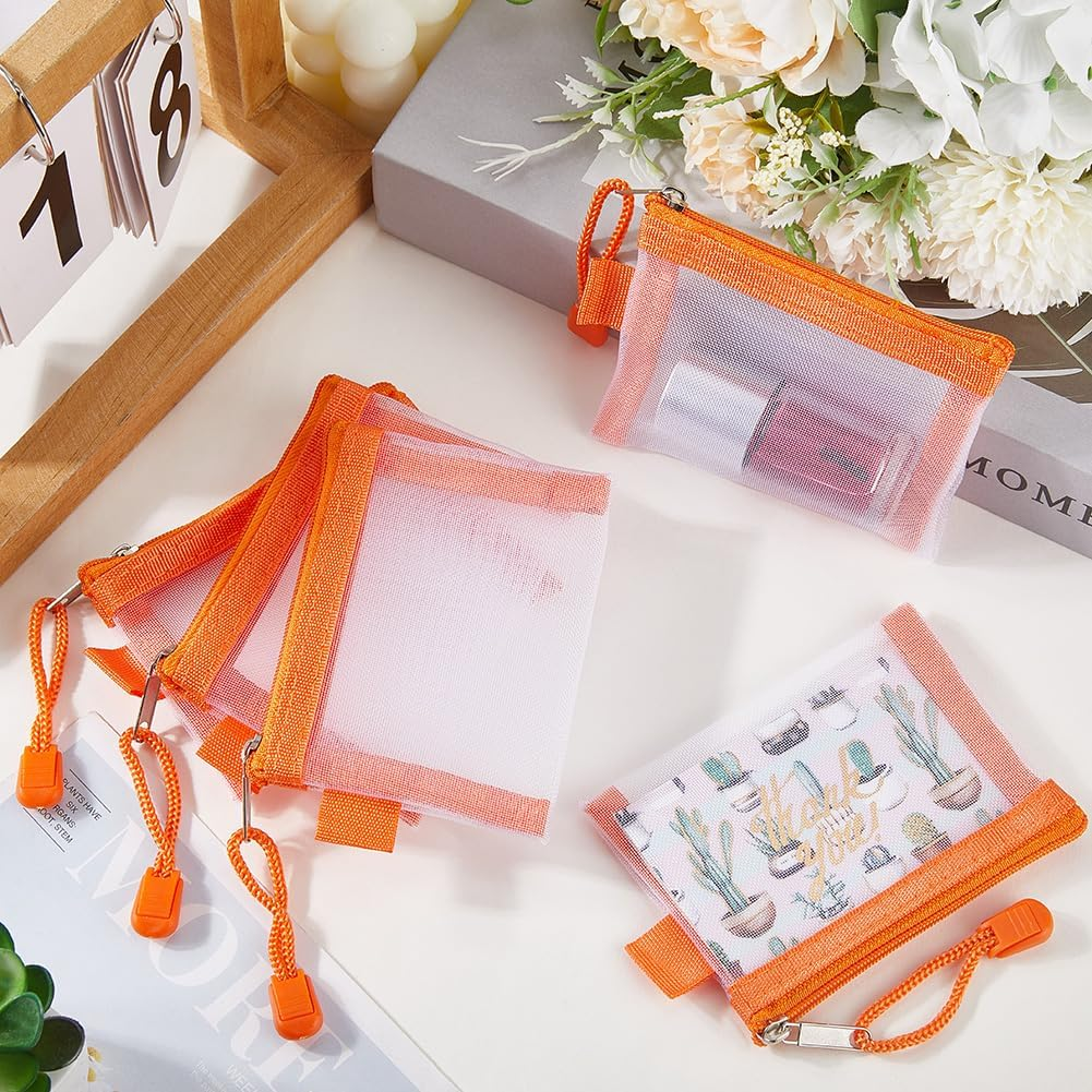 SOFPLATE Pack of 5 3 X 4.5 Inch Mini Mesh Zip Bag Nylon Mesh Cosmetic Bag Pencil Case Portable Make Up/Toiletries Organiser Key Card Holder for Organising Money - Mixed Color image number 5
