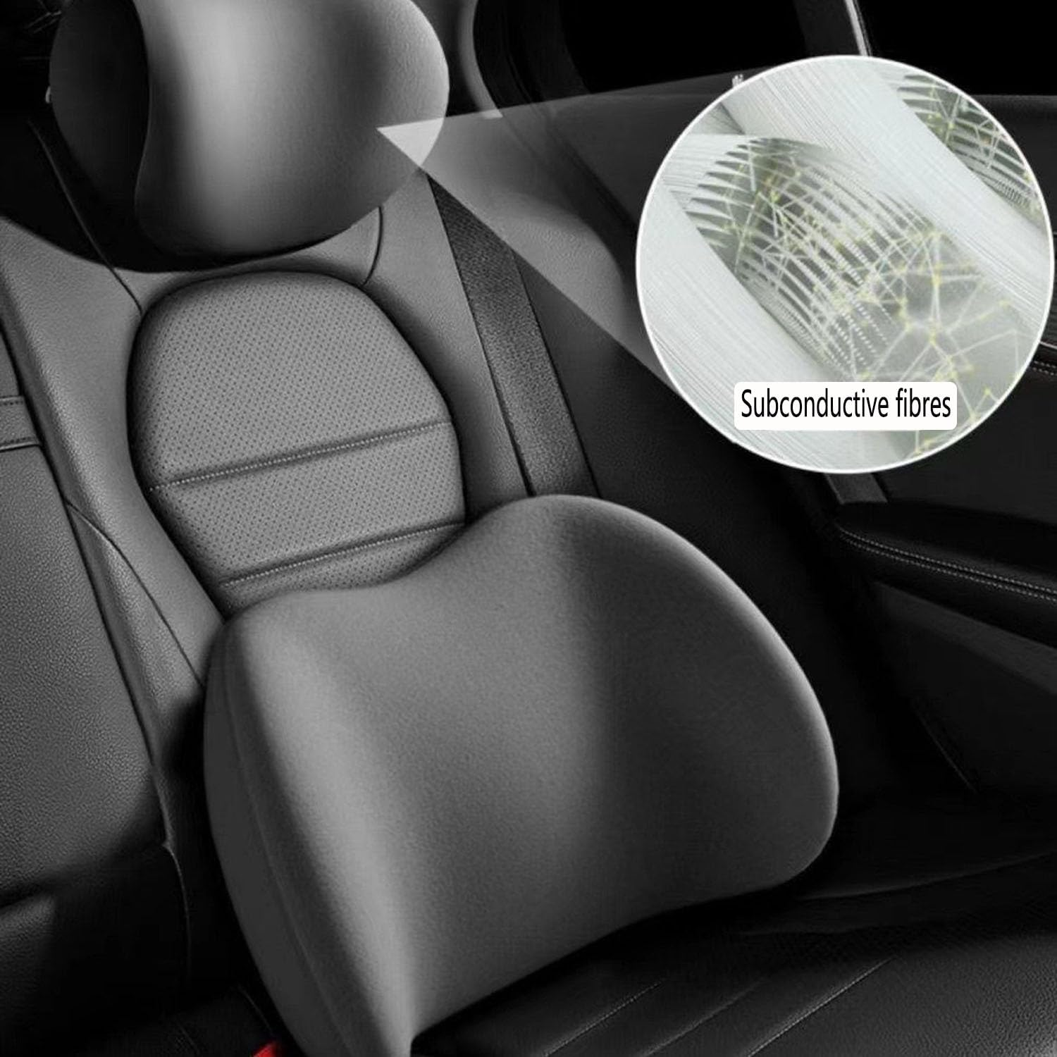 Mtxorvix Orthopedic Memory Foam Car Pillow Set - Ergonomic Lumbar Support & Neck Cushion for Pain Relief, Comfort Fit Car Seats/Office Chairs, Adjustable Headrest (Black) - Coffee image number 7