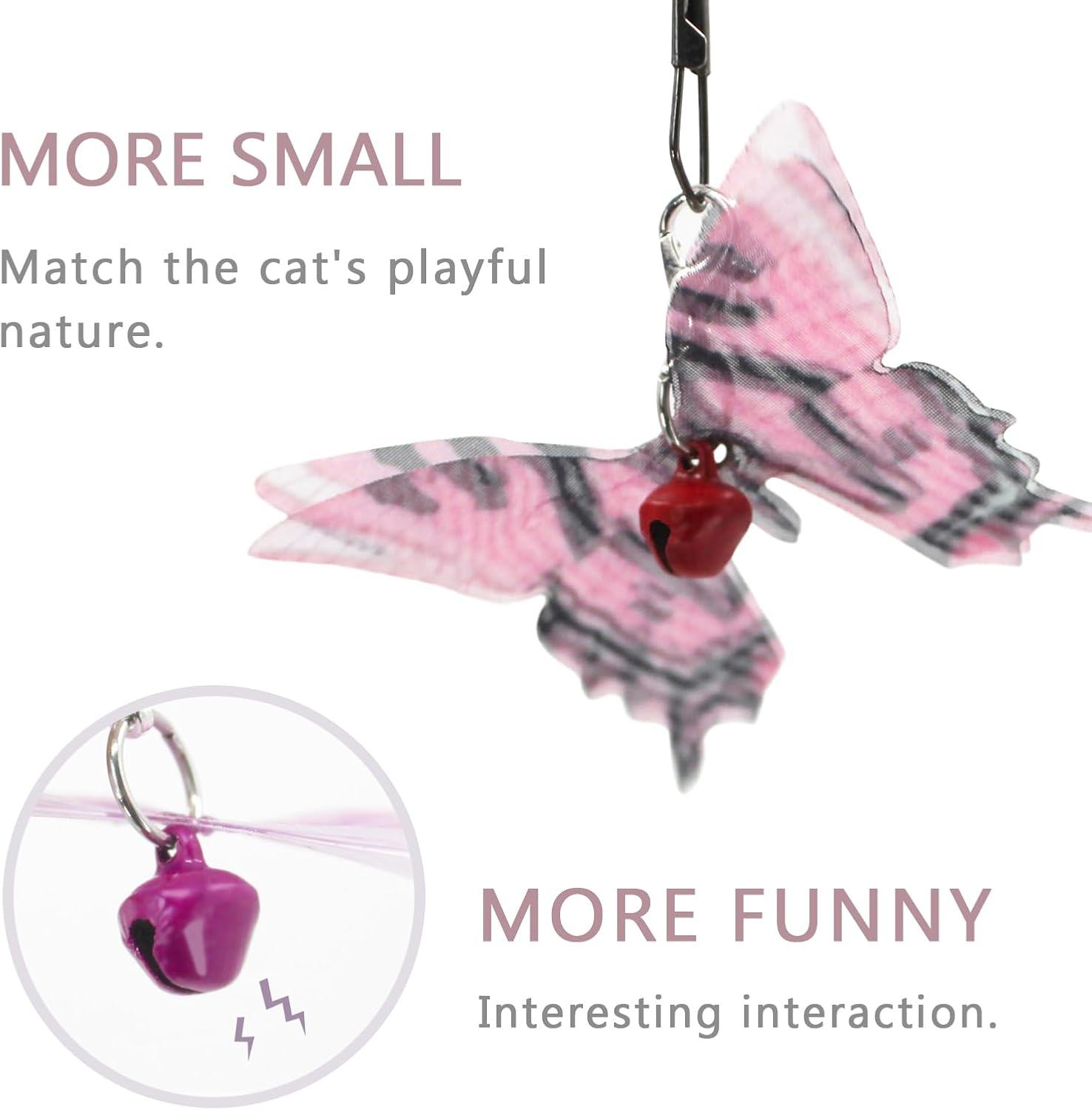 SONGWAY Cat Butterfly Toys Replacement - 10 Pcs Butterfly Cat Toy Refills, Teaser Wand Toy with Bell for Indoor Cats Kittens image number 5