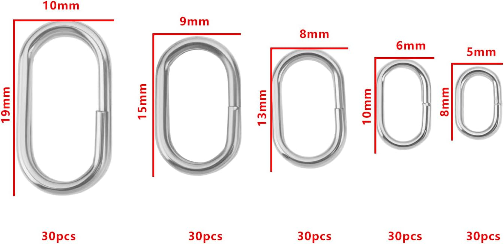 Create Idea 150PCS Oval Stainless Steel Split Rings Fishing Tackle Connection Ring 5 Sizes for Sea or Coarse Fishing Surfcasting Rigs Connector image number 5