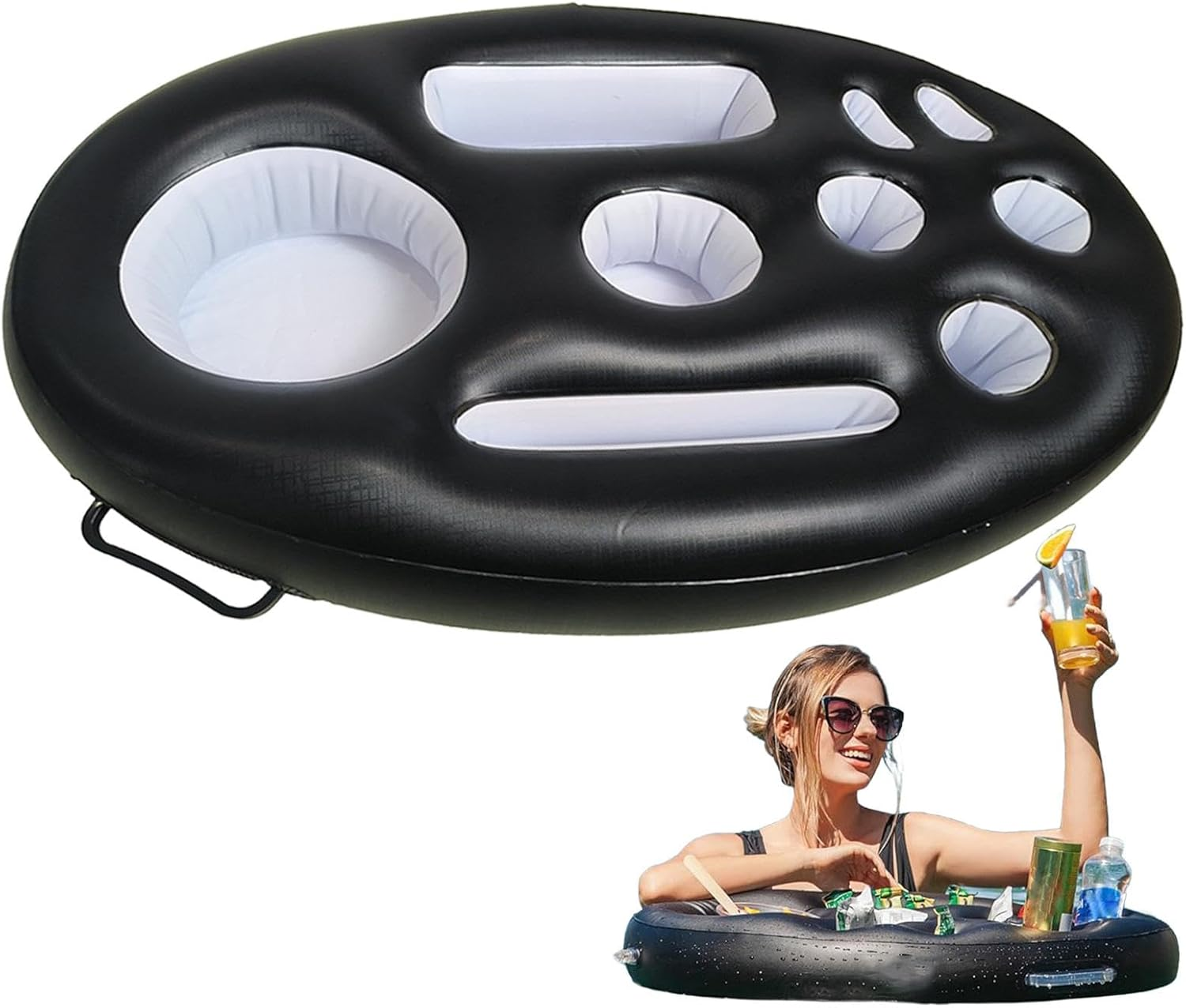Pool Drink Holder Tray | Floating Drink Holder with 8 Holes | Poolside Beverage Tray PVC Swimming Pool Drink Holder Beach Party Drink Holder Inflatable Beverage Holder for Pool image number 1