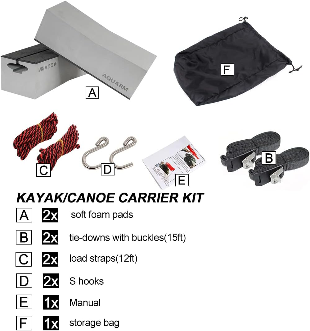 AQUARM Universal Canoe Carrier Kit, 6 Inch /12 Inch Standard Replacement Foam Block Universal Car Top Roof Racks with Tie-Downs image number 4