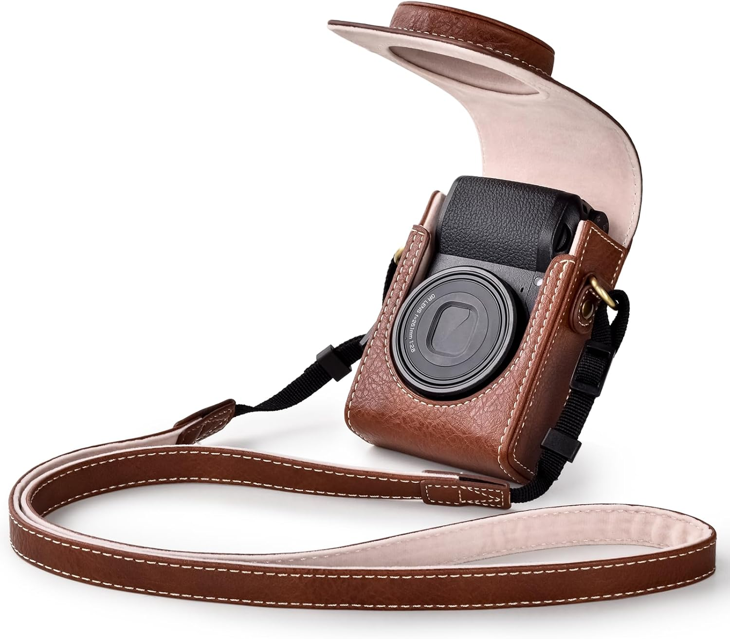 Rieibi Camera Case for Sony Zv1F/Zv1/Ricoh GR Iv/Iiix/Ricoh III Ii/Fujifilm X-Half/X-Hf1/Panasonic LX9 LX10 Lx15/Canon G7X III / G7X II / SX740 HS- Camera Bag with Strap - Black (Case Only)