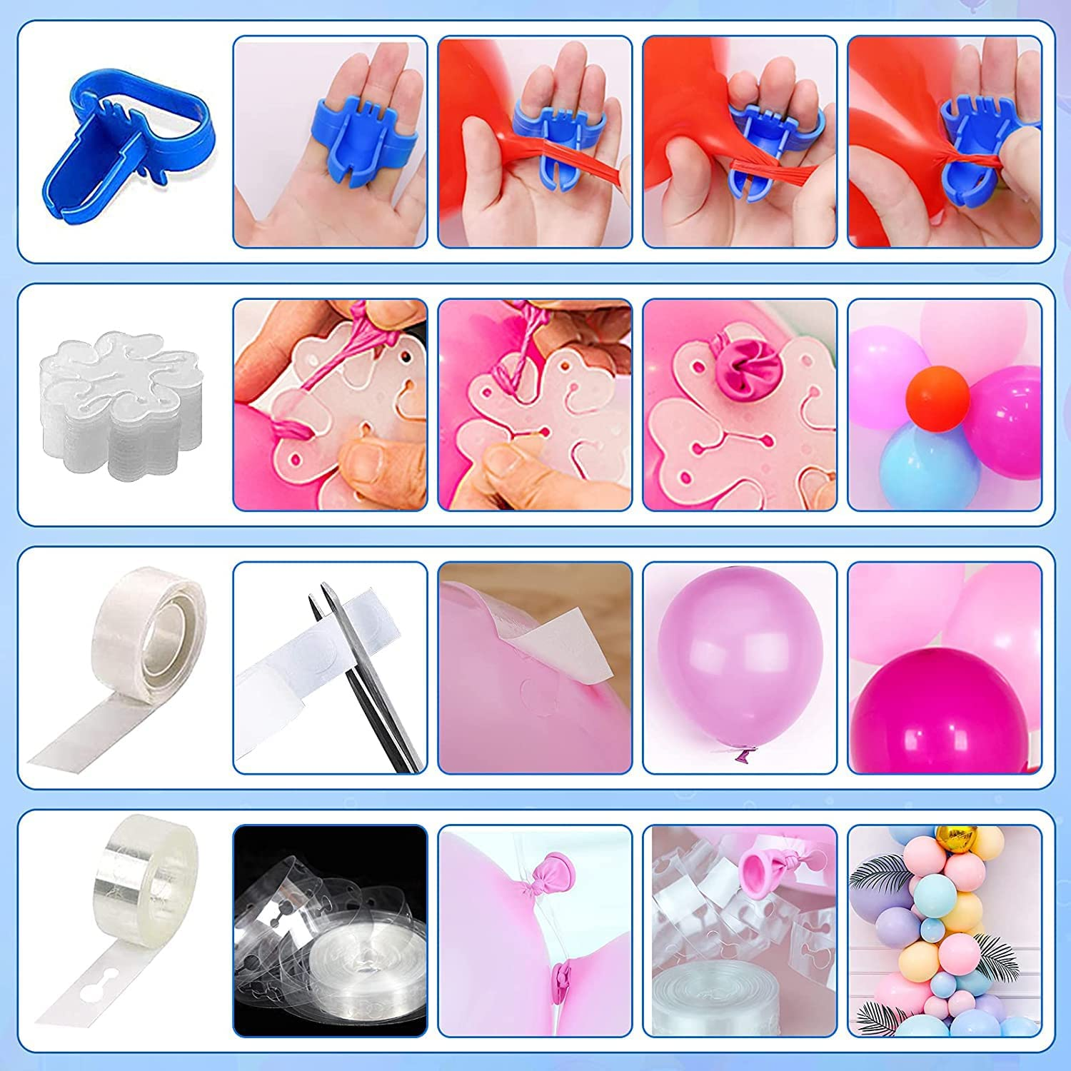Electric Air Balloon Pump, Portable Balloon Inflator with 100 PCS Macaron Balloons, Tying Tools, 20 Flower Clips, Tape Strip and Dot Glues Balloon Blower for Garland Party Birthday Wedding Decorations image number 1