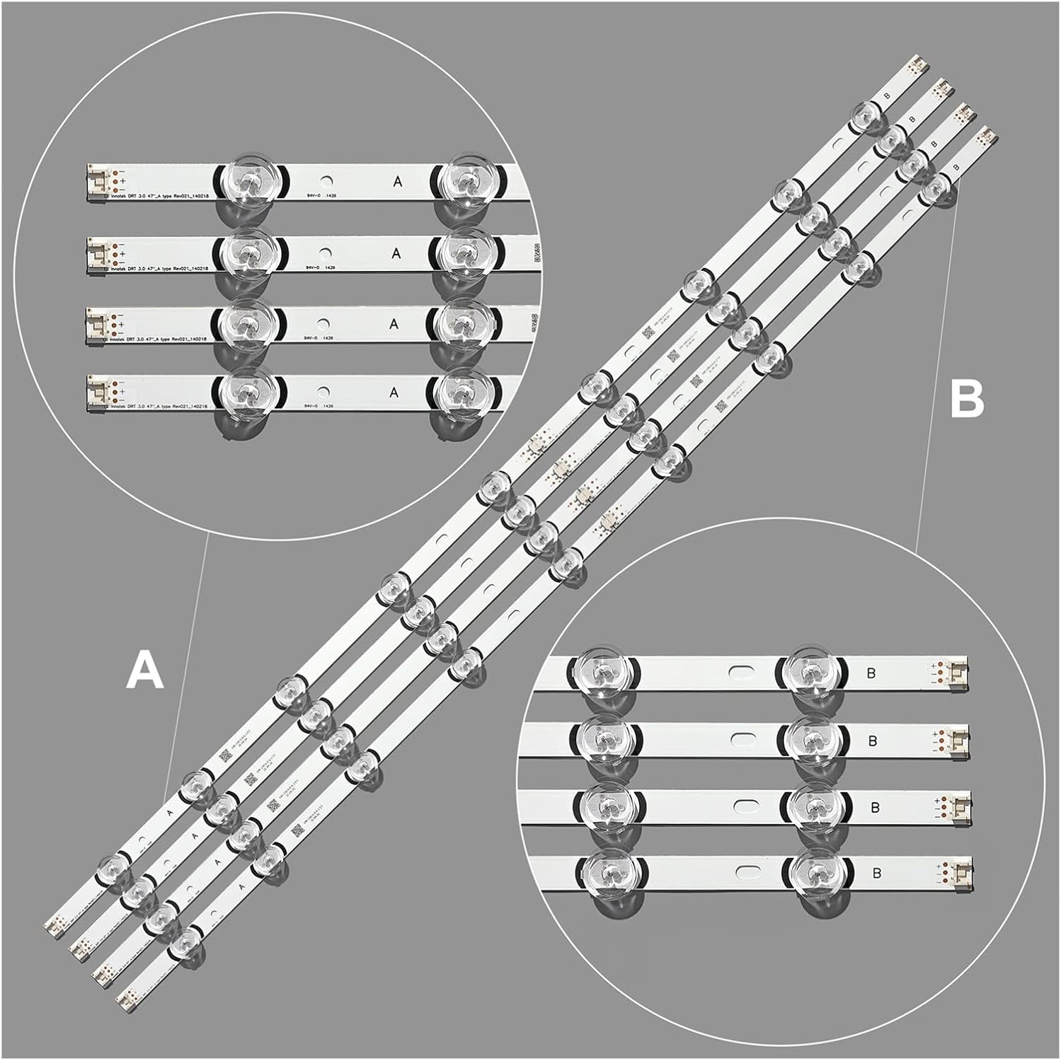 TILEZE Replacement LED Strip 47"TV Fit for Innotek DRT 3.0 47" 47LB6300 47GB6500 47LB652V 47Lb650V LC470DUH 47LB5610 47LB565V 1SET=8PCS Fit for LG