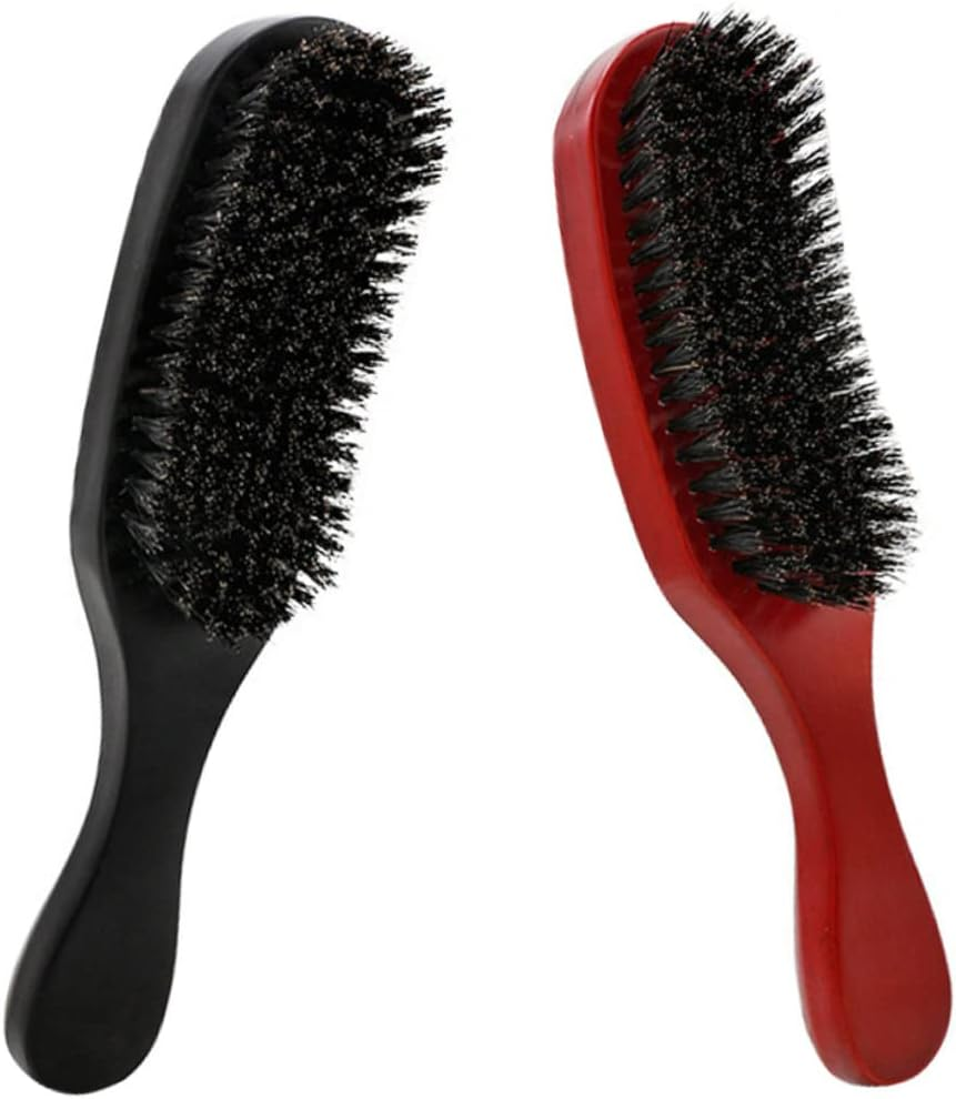 KALLORY Natural Bristles Hair Brush Beech Wood Comb for Women Ergonomic Wood Handle Large Curved Anti-Static Detangling Comb Massage Hair Care and Styling Tool image number 1