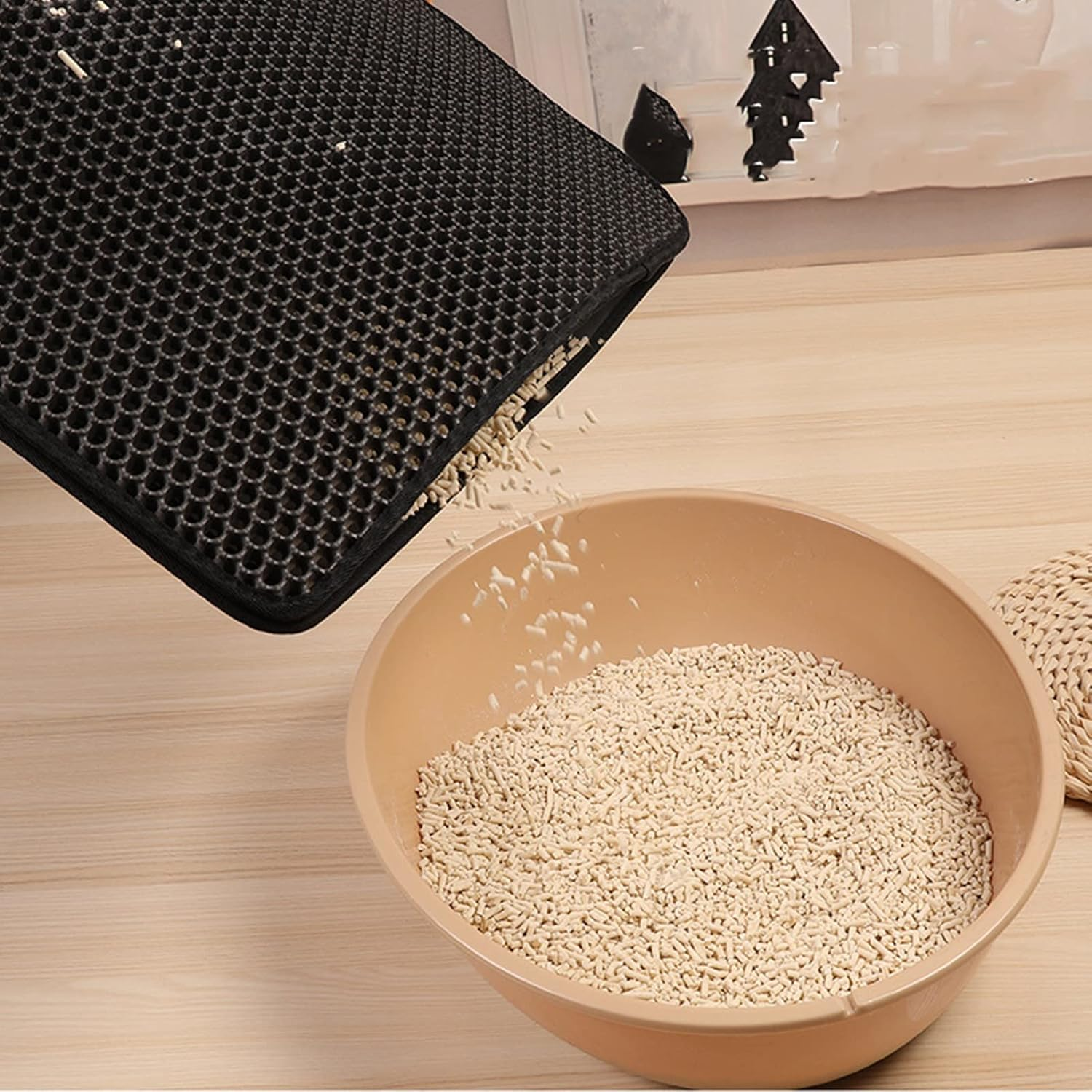 Cat Litter Mat, Litter Collection Mat, Soft, Double Layer, Waterproof Backing, Cat Litter Mat, EVA Material, Prevents Slipping, Pet Mats for Kittens, (Baby Blue, 40 X 50 Cm) image number 1