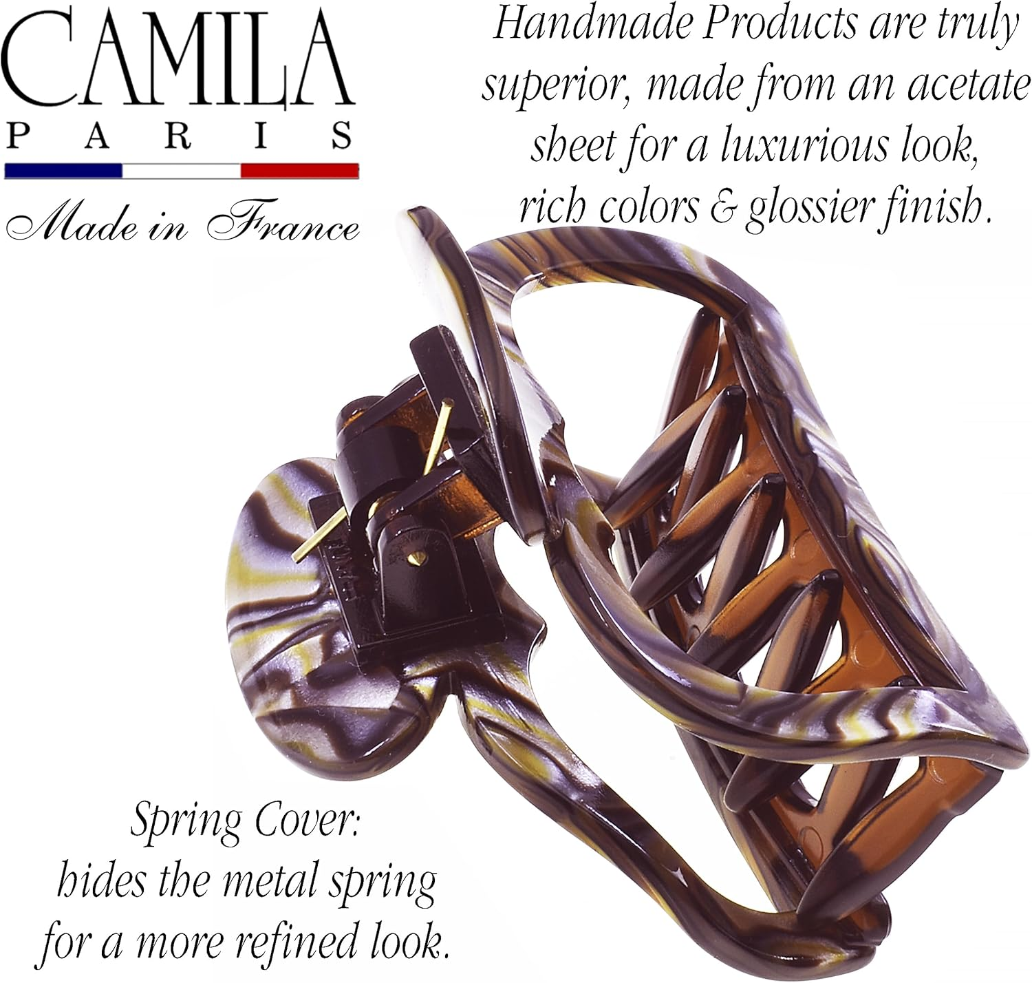 Camila Paris CP3593 French Hair Clip for Women, Small 2.5 Inch Handmade, Onyx, Girls Hair Claw Clips Jaw Fashion Durable Styling Hair Accessories for Women, Strong Hold No Slip Grip. Made in France image number 2