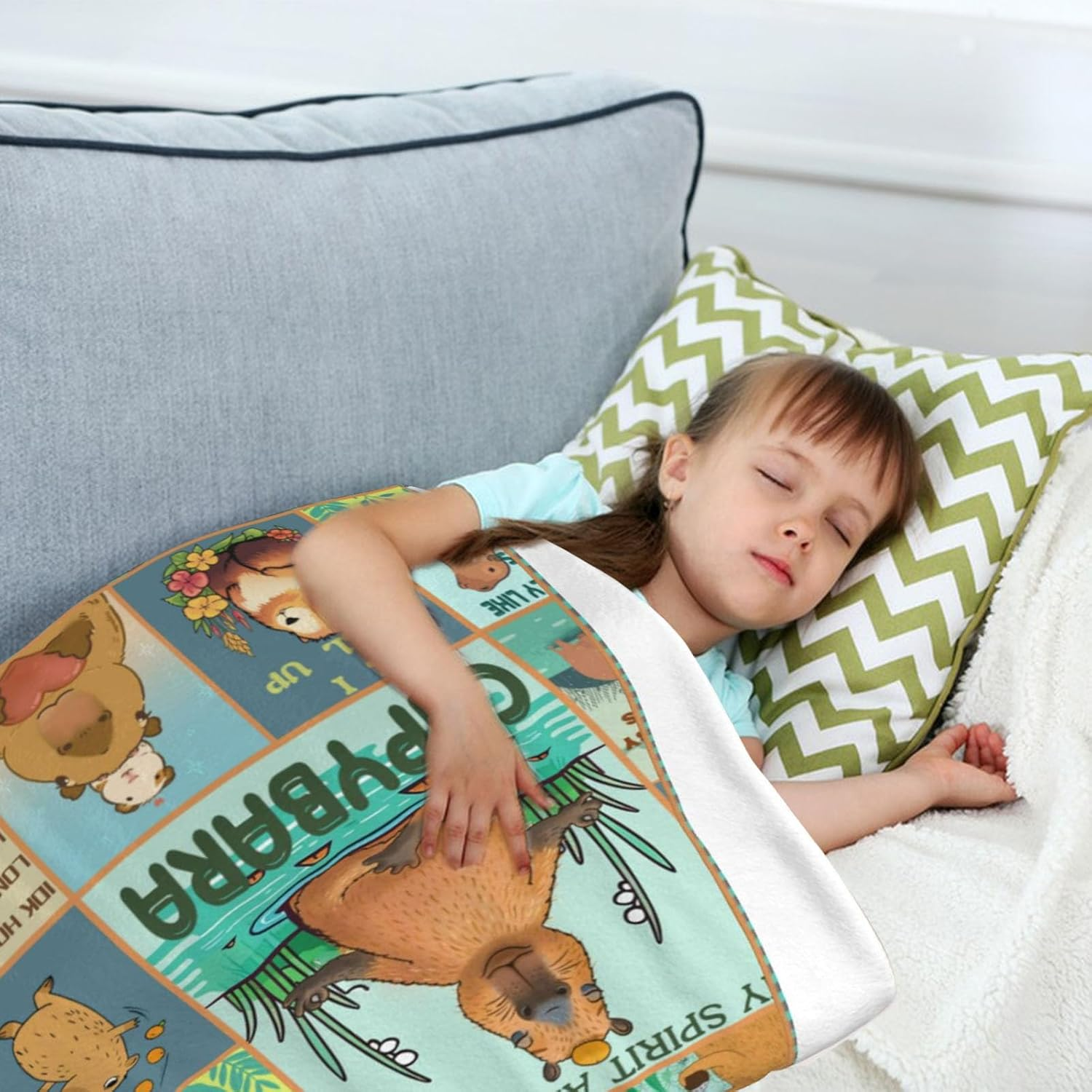 Juvanovo Capybara Blanket, 100 X 130 Cm Capybara Cuddly Blanket, Capybara Flannel Blanket, Capybara Soft Blanket, Capybara Sofa Blanket, Capybara Bed Linen, Capybara Merch for Children Adults (A) - A image number 1