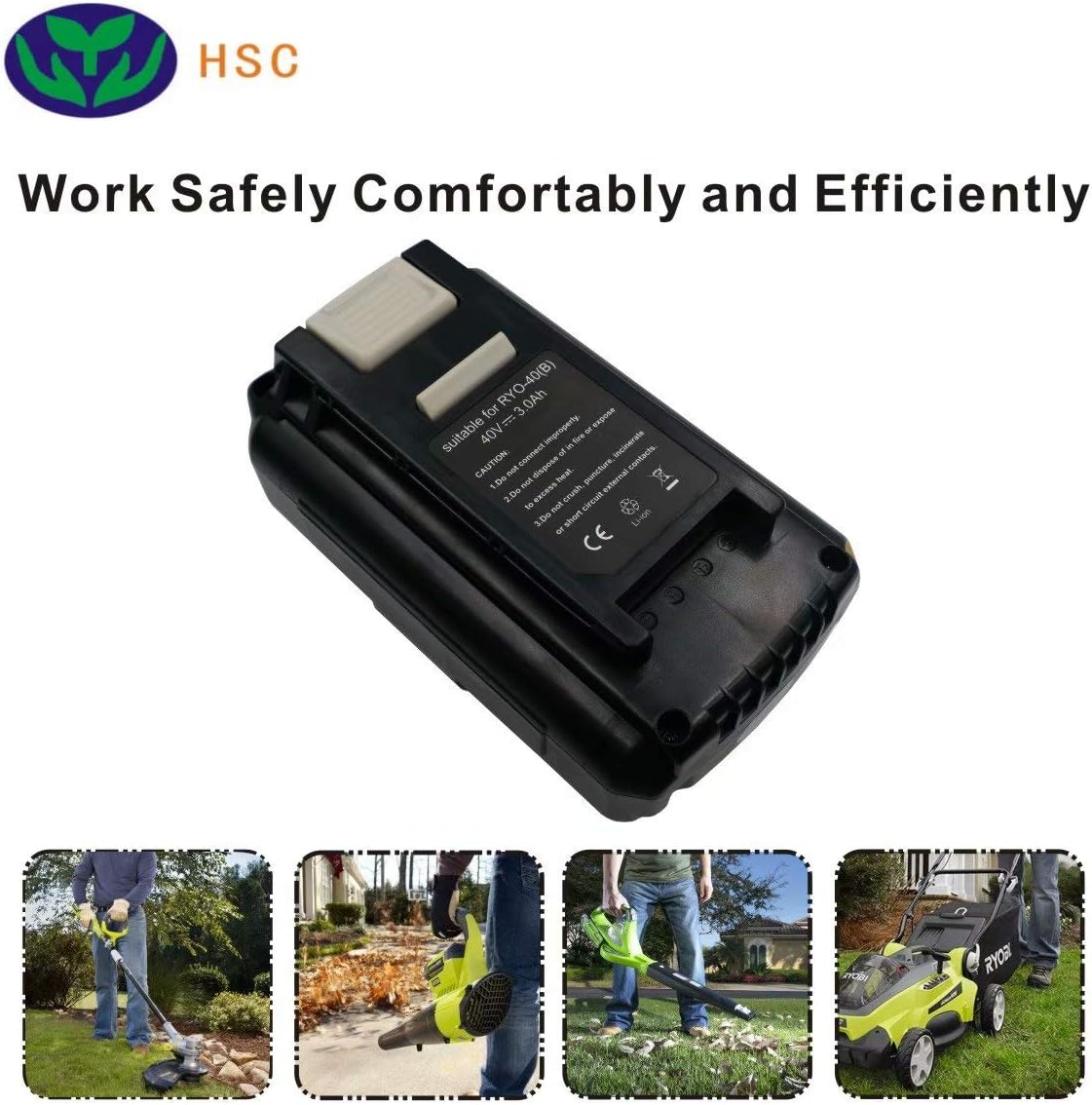 6000Mah 10S2P 18650 Battery Pack RYO40B Li-Ion Battery 40V Replacement for RYOBI 40V Battery OP4026A image number 5