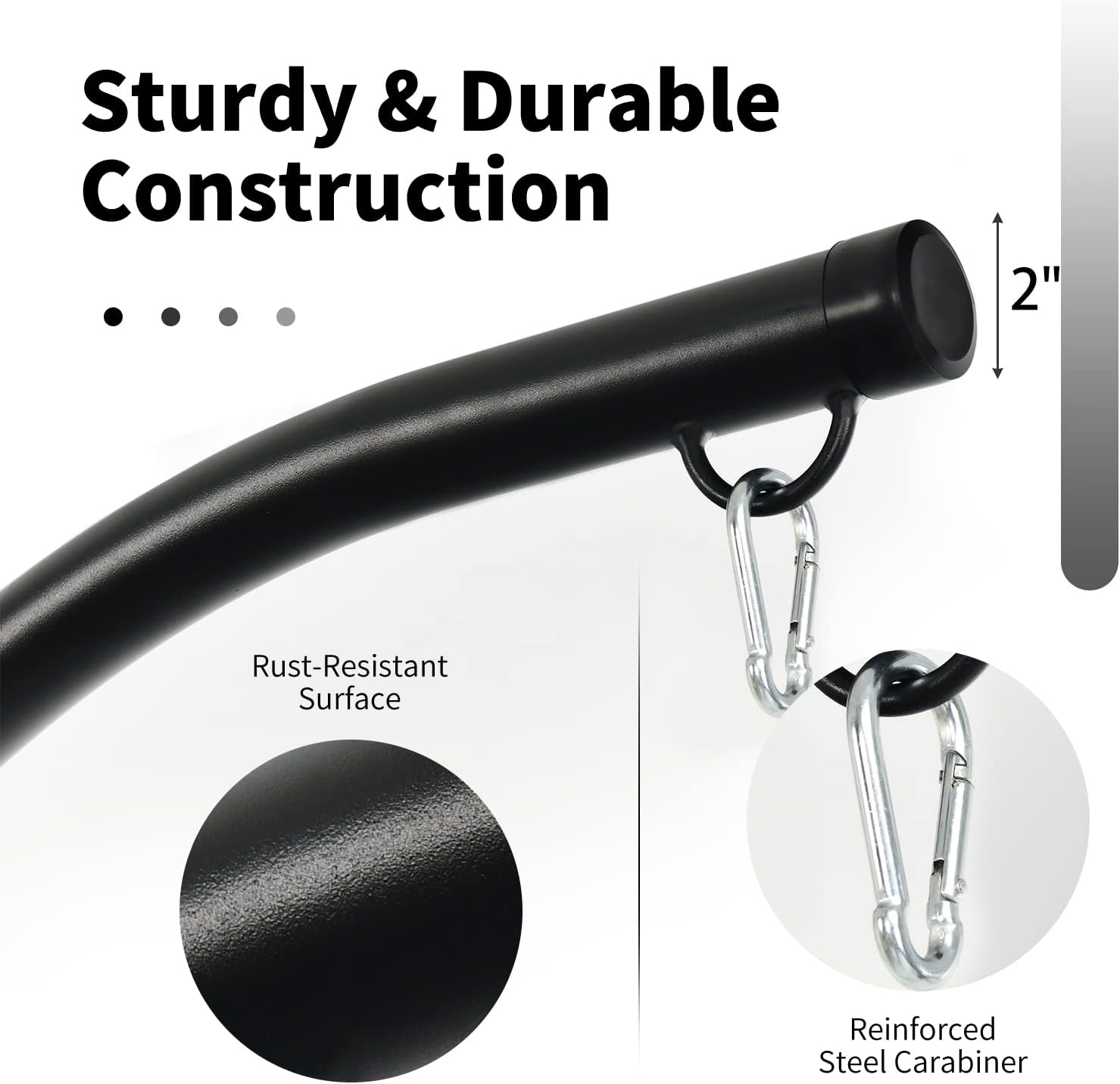 Giantex Hammock Chair Stand Only, Heavy Duty Steel C-Stand for Hanging Chair, 360&deg; Rotation Egg Chair Stand W/Carabiner, 2" Diameter Steel Pipe, 81.5" H Stand for Swing Chair Outdoor Indoor image number 2