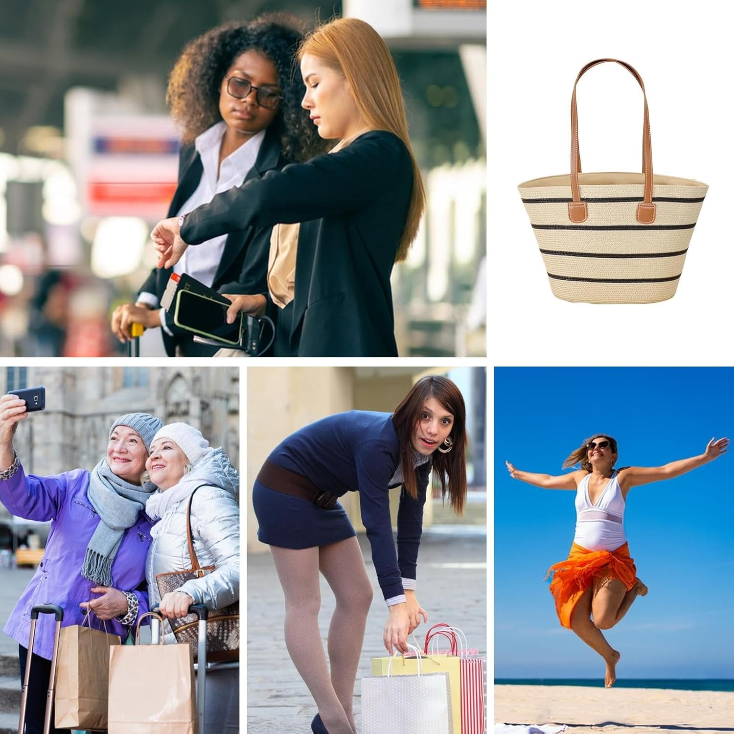 Gen&eacute;rico Straw Bags for Women | Woven Beach Wallet Shoulder Bag,Boho Style Travel Toiletry Bag for Work Shopping Vacation Cruise image number 1